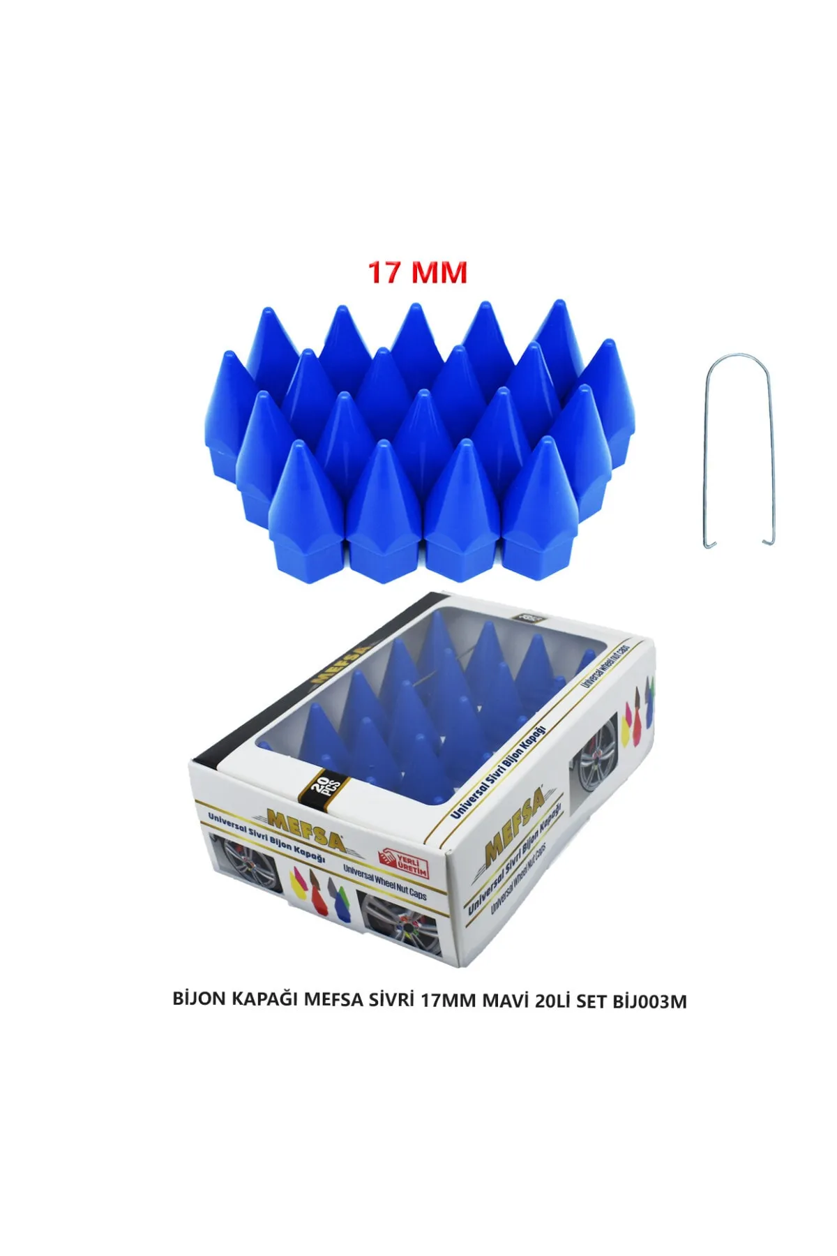 Bijon Kapağı Sivri 17 Mm Mavi 20 Li Set