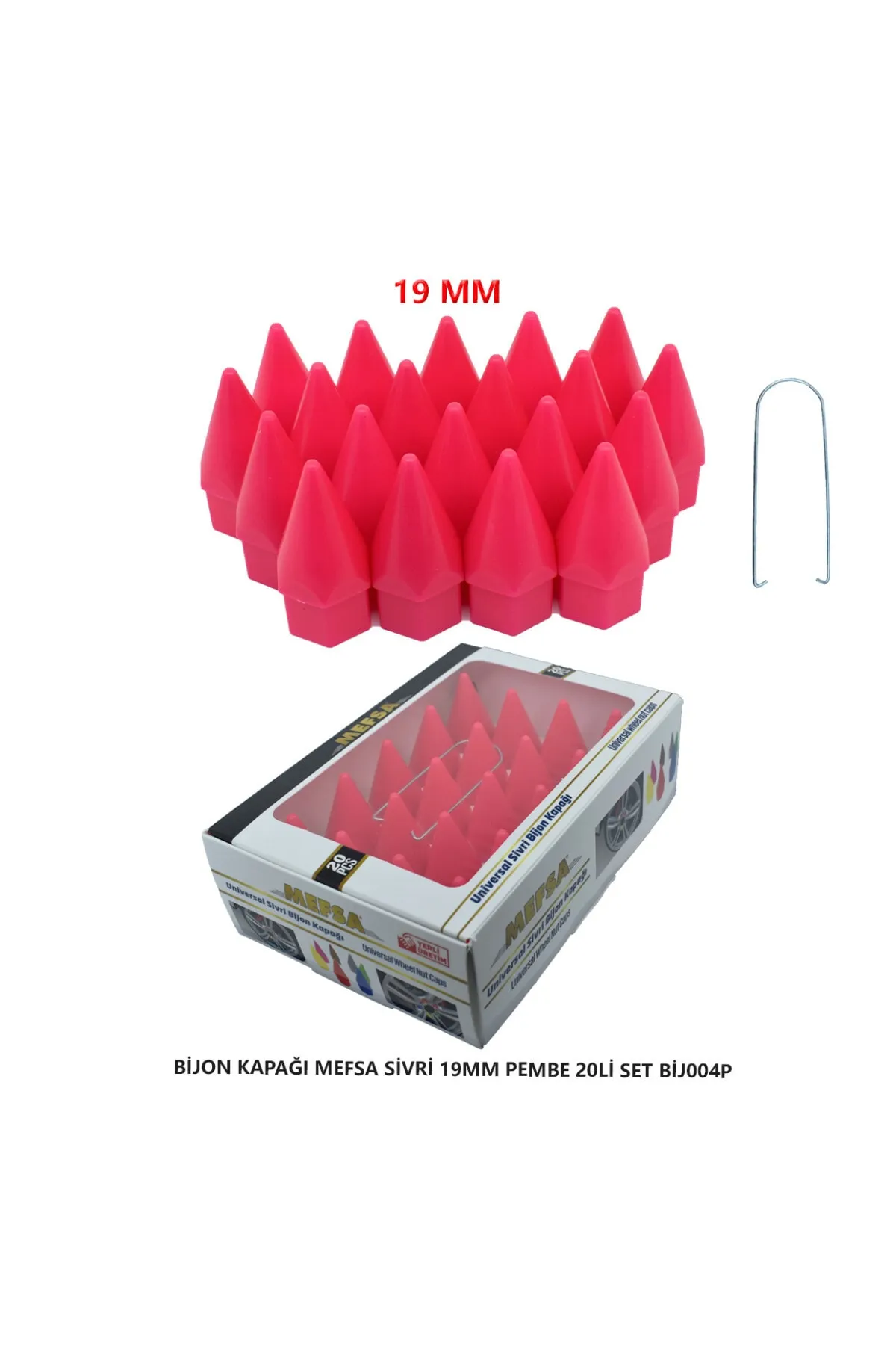Bijon Kapağı Sivri 19 Mm Pembe 20 Li Set