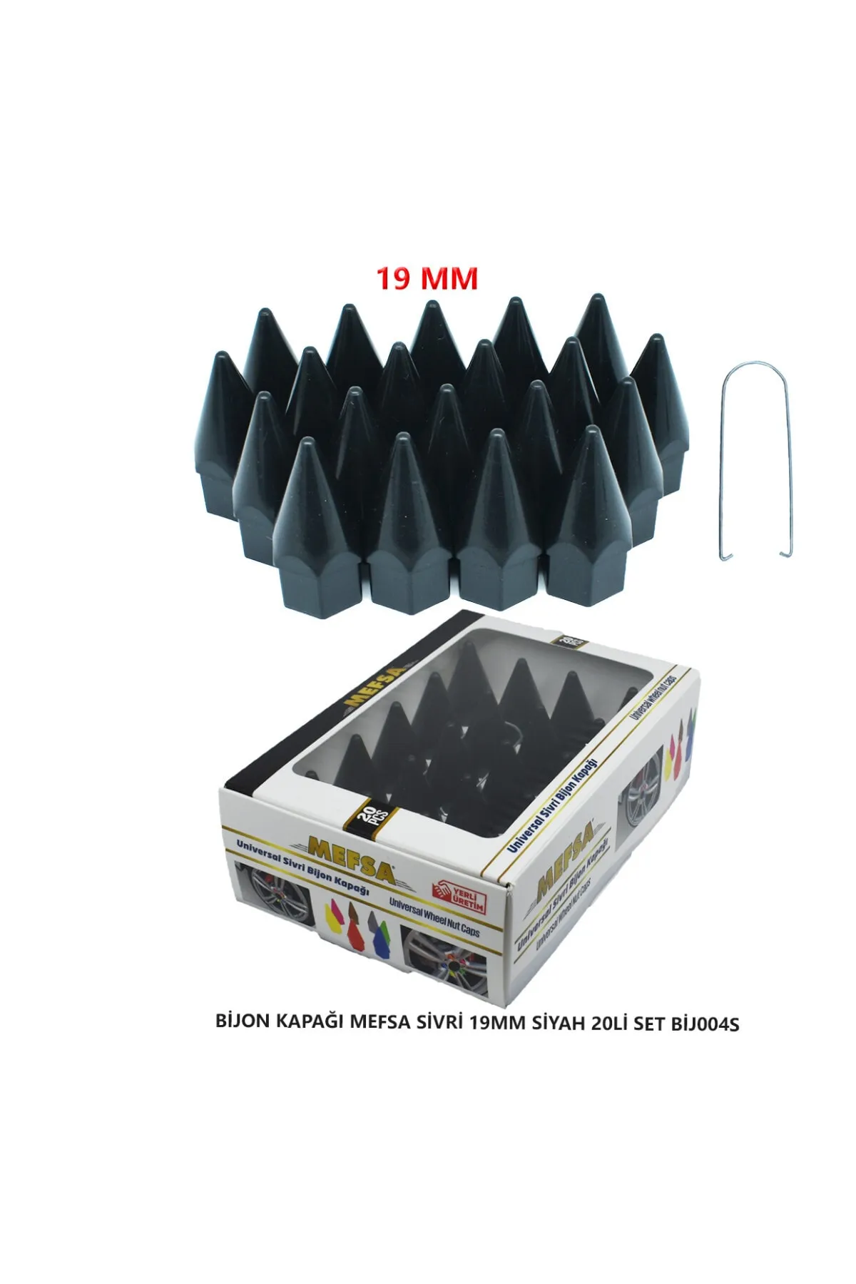 Bijon Kapağı Sivri 19 Mm Siyah 20 Li Set