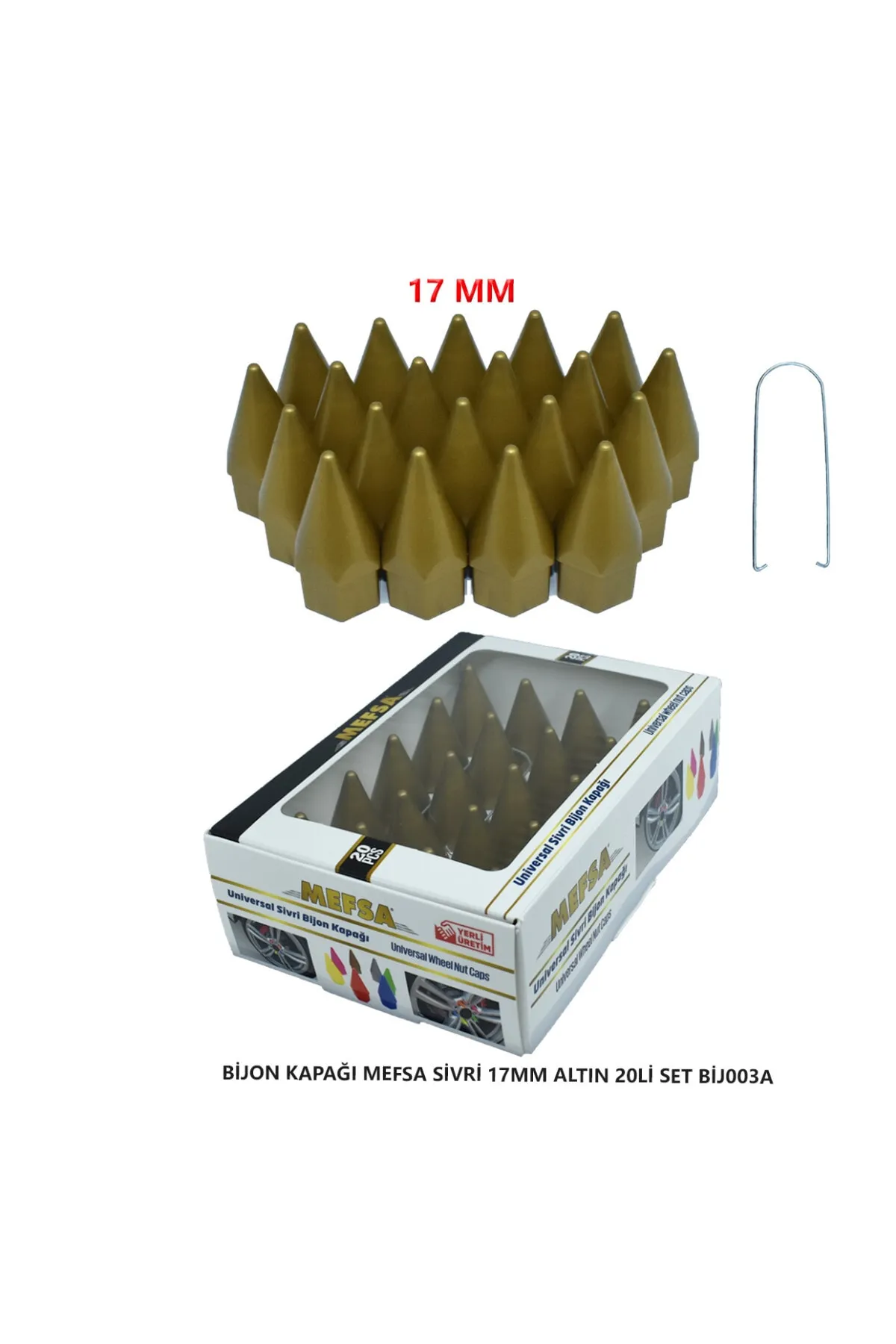 Bijon Kapağı Sivri 17 Mm Altın 20 Li Set
