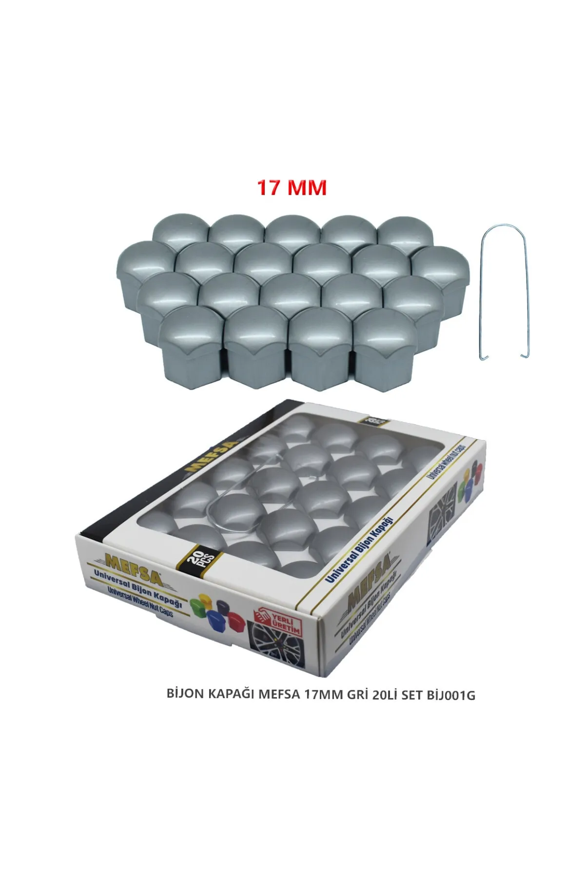 Bijon Kapağı Düz 17 Mm Gri 20 Li Set