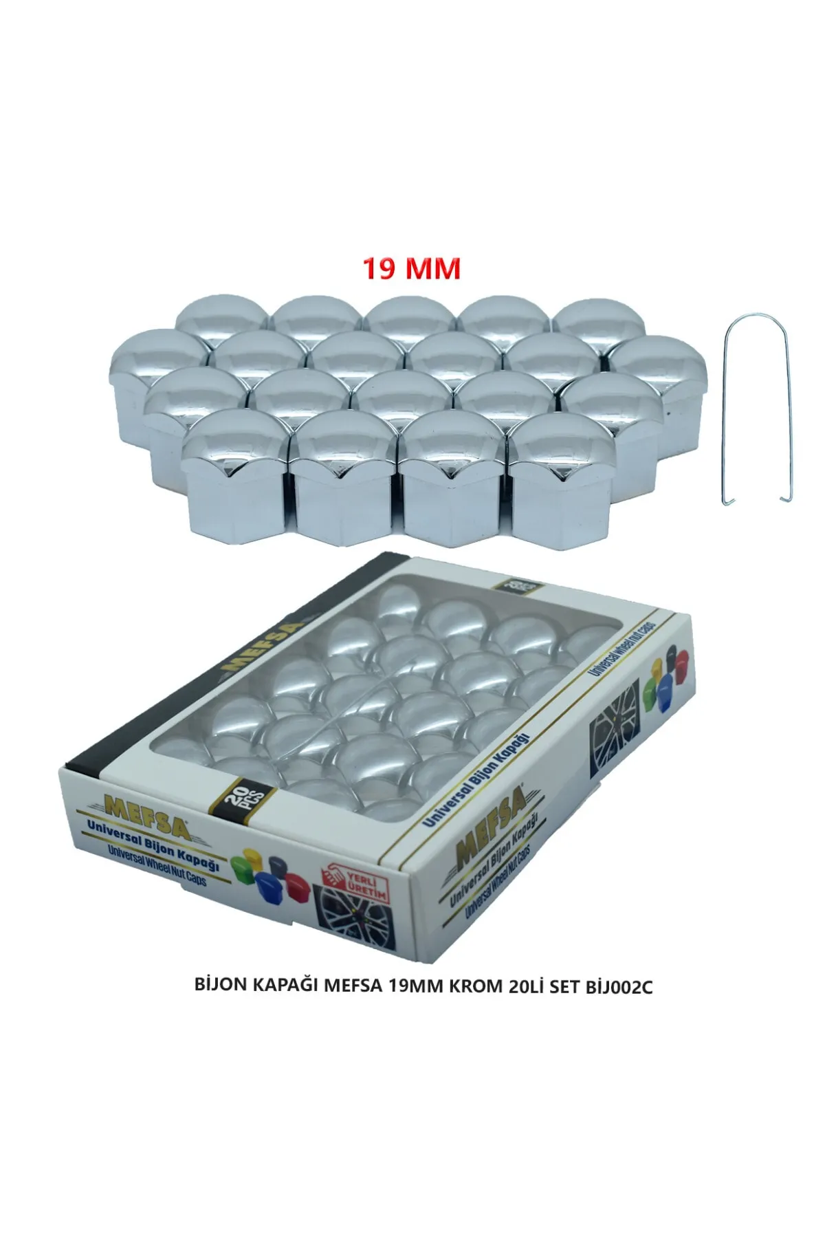 Bijon Kapağı Düz 19 Mm Krom 20 Li Set