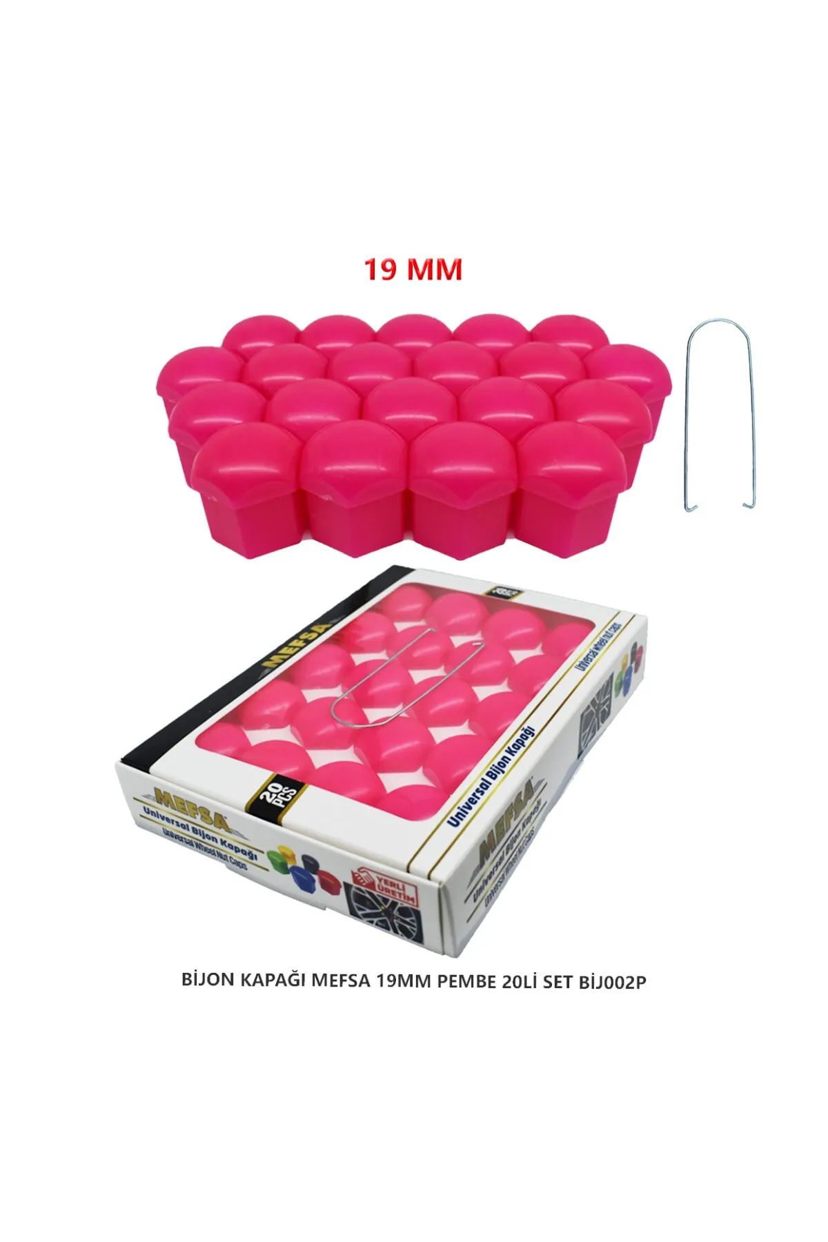 Bijon Kapağı Düz 19 Mm Pembe 20 Li Set
