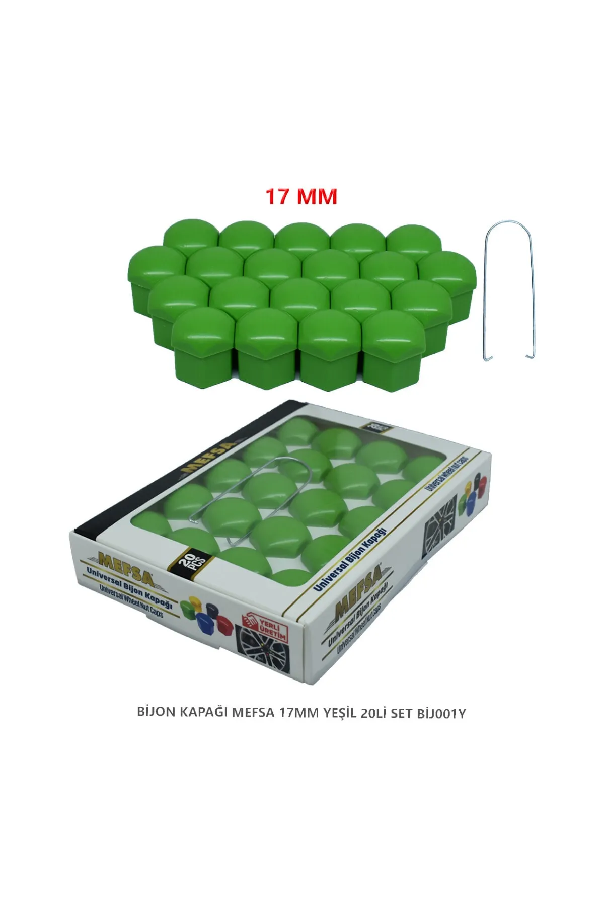 Bijon Kapağı Düz 17 Mm Yeşil 20 Li Set