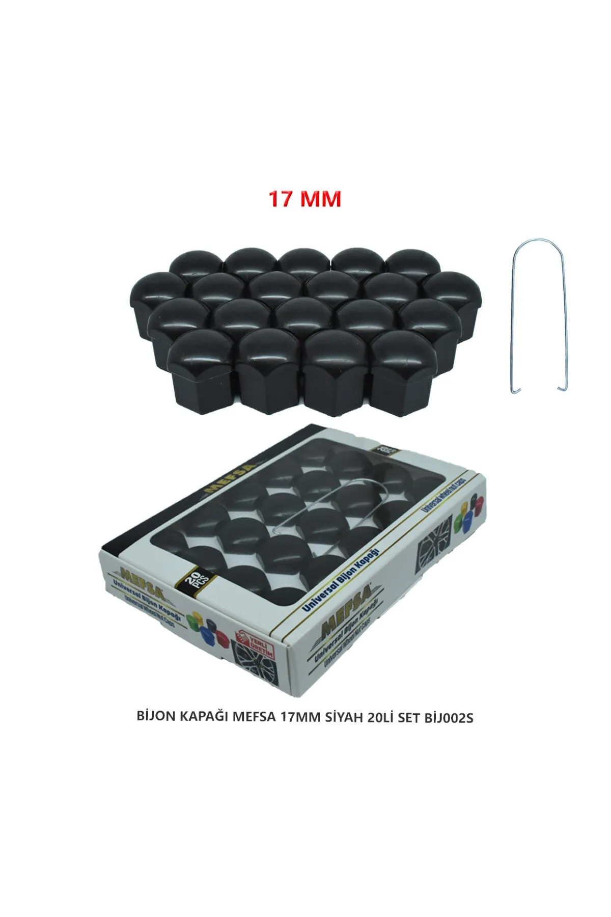 Bijon Kapağı Düz 17 Mm Siyah 20 Li Set