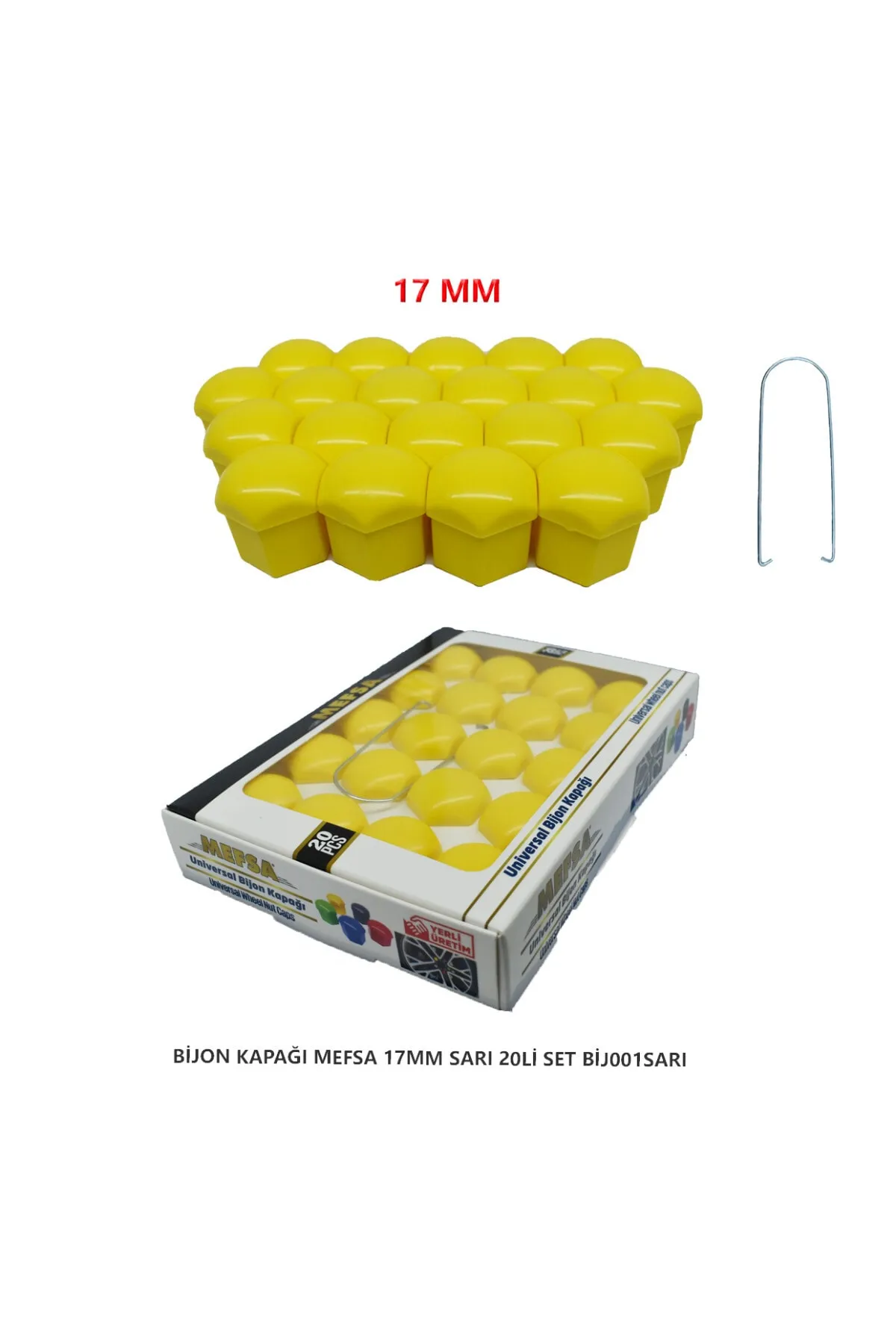 Bijon Kapağı Düz 17 Mm Sarı 20 Li Set