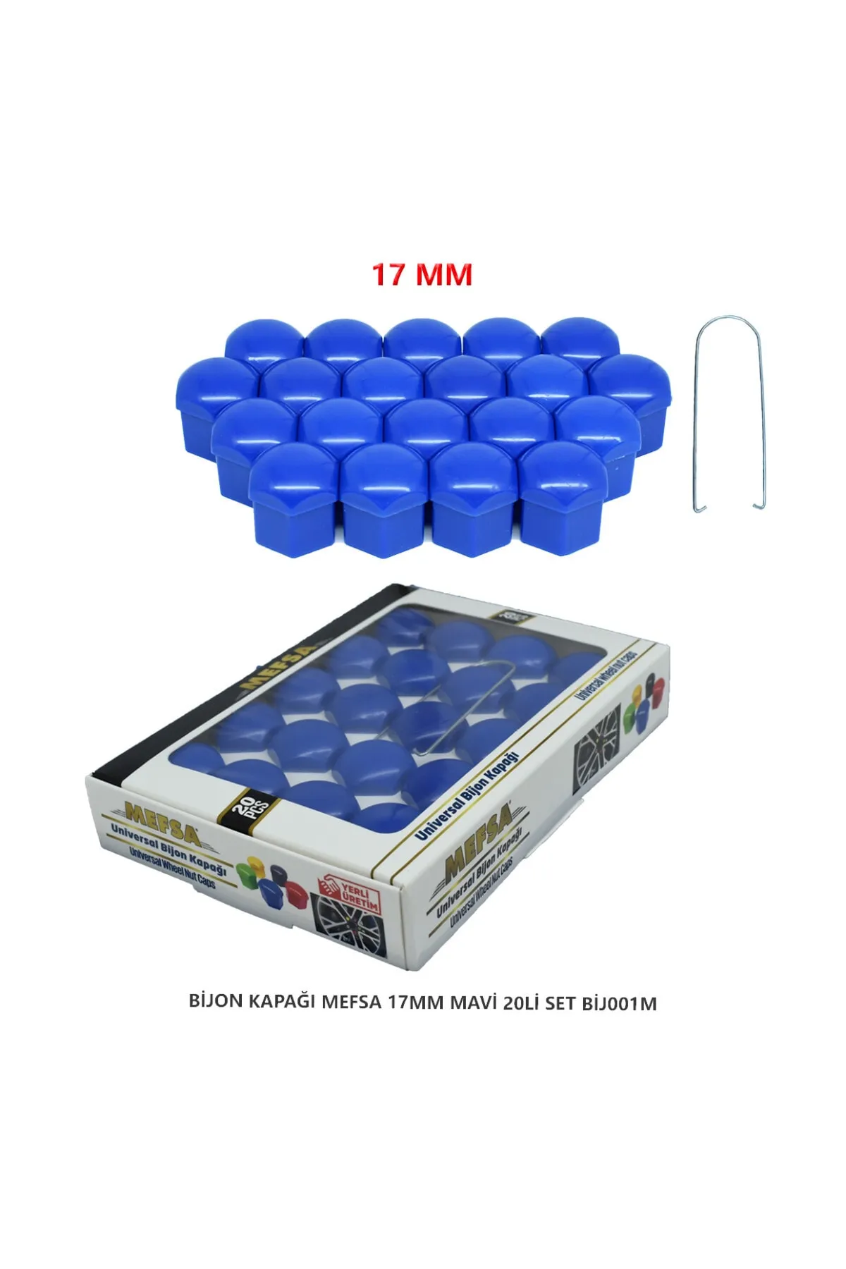 Bijon Kapağı Düz 17 Mm Mavi 20 Li Set