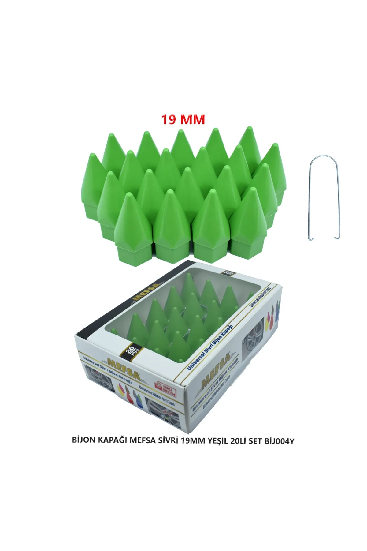Bijon Kapağı Sivri 19 Mm Yeşil 20 Li Set