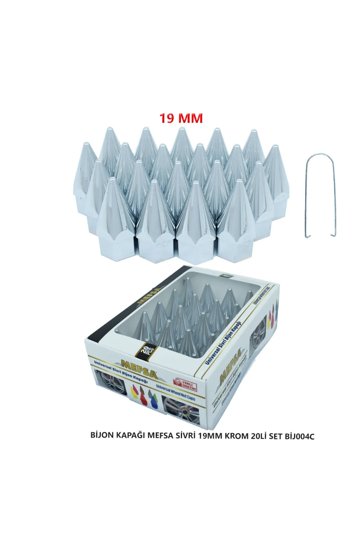 Bijon Kapağı Sivri 19 Mm Krom 20 Li Set