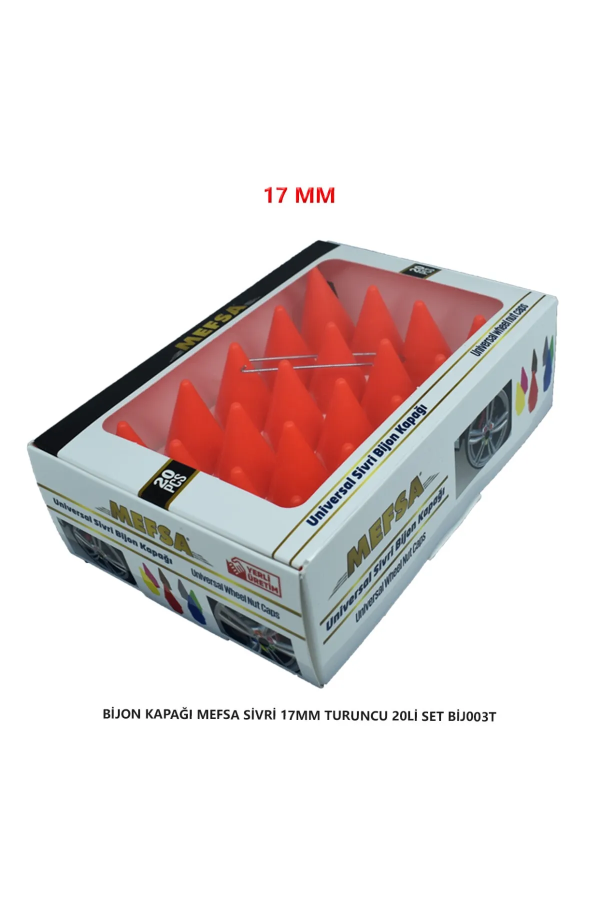 Bijon Kapağı Sivri 17 Mm Turuncu 20 Li Set