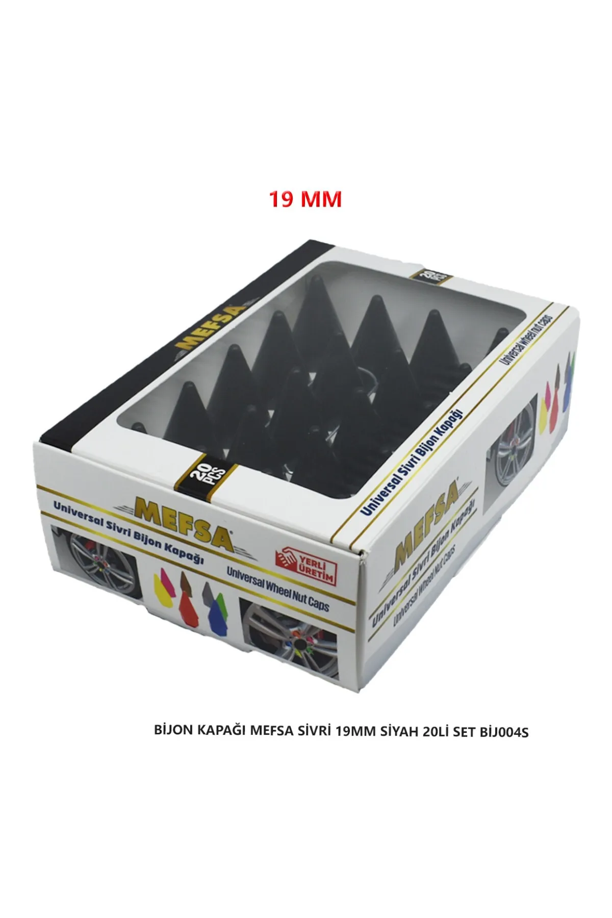 Bijon Kapağı Sivri 19 Mm Siyah 20 Li Set