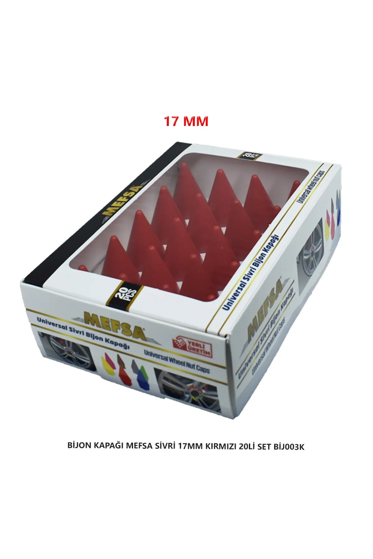 Bijon Kapağı Sivri 17 Mm Kırmızı 20 Li Set