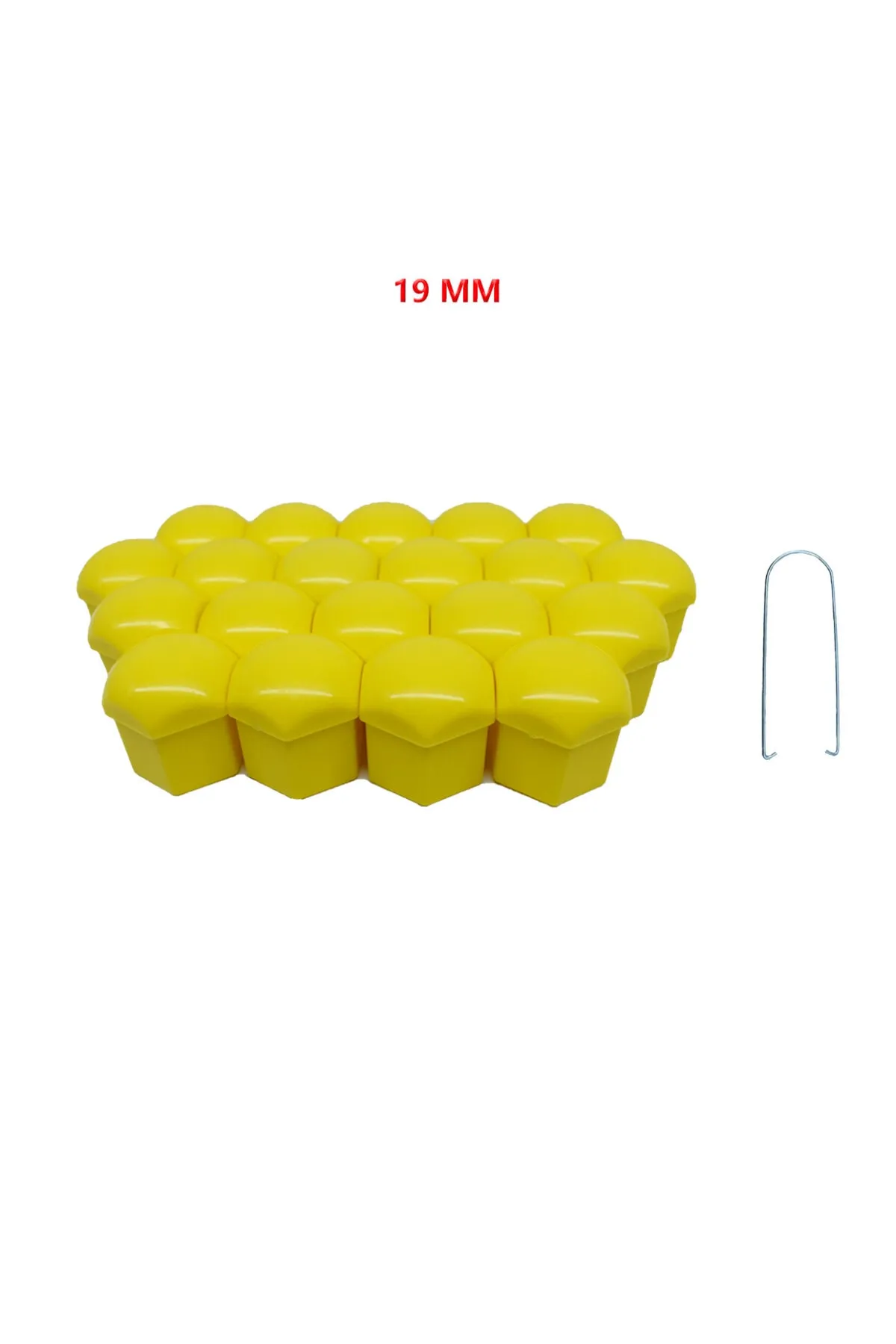 Bijon Kapağı Düz 19 Mm Fosfor Sarı 20 Li Set