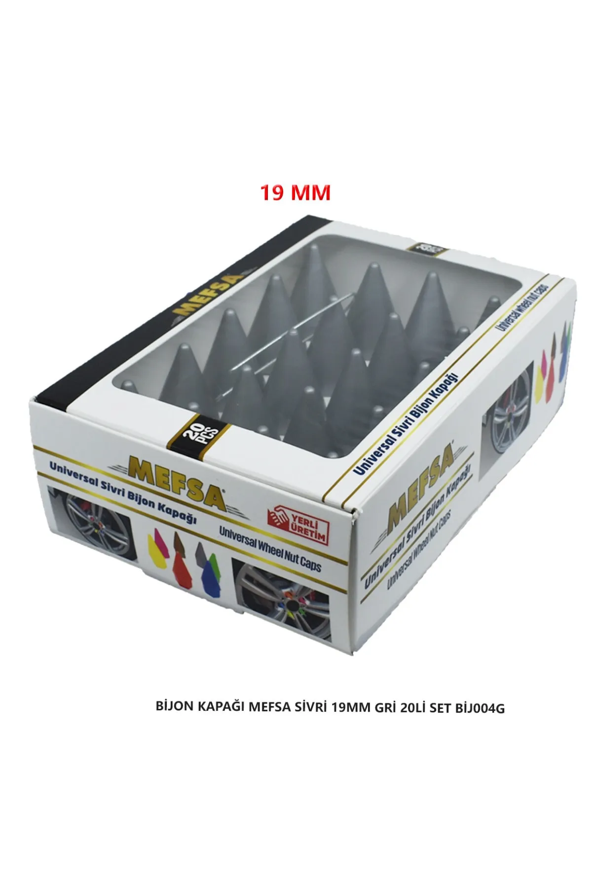 Bijon Kapağı Sivri 19 Mm Gri 20 Li Set