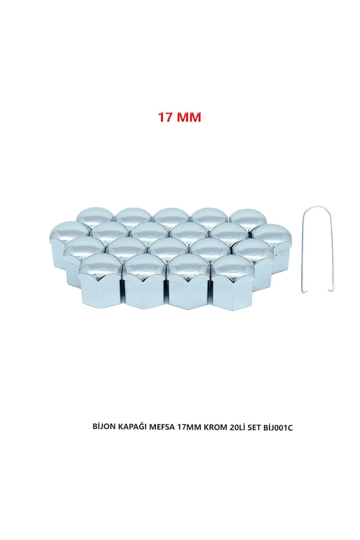 Bijon Kapağı Düz 17 Mm Krom 20 Li Set