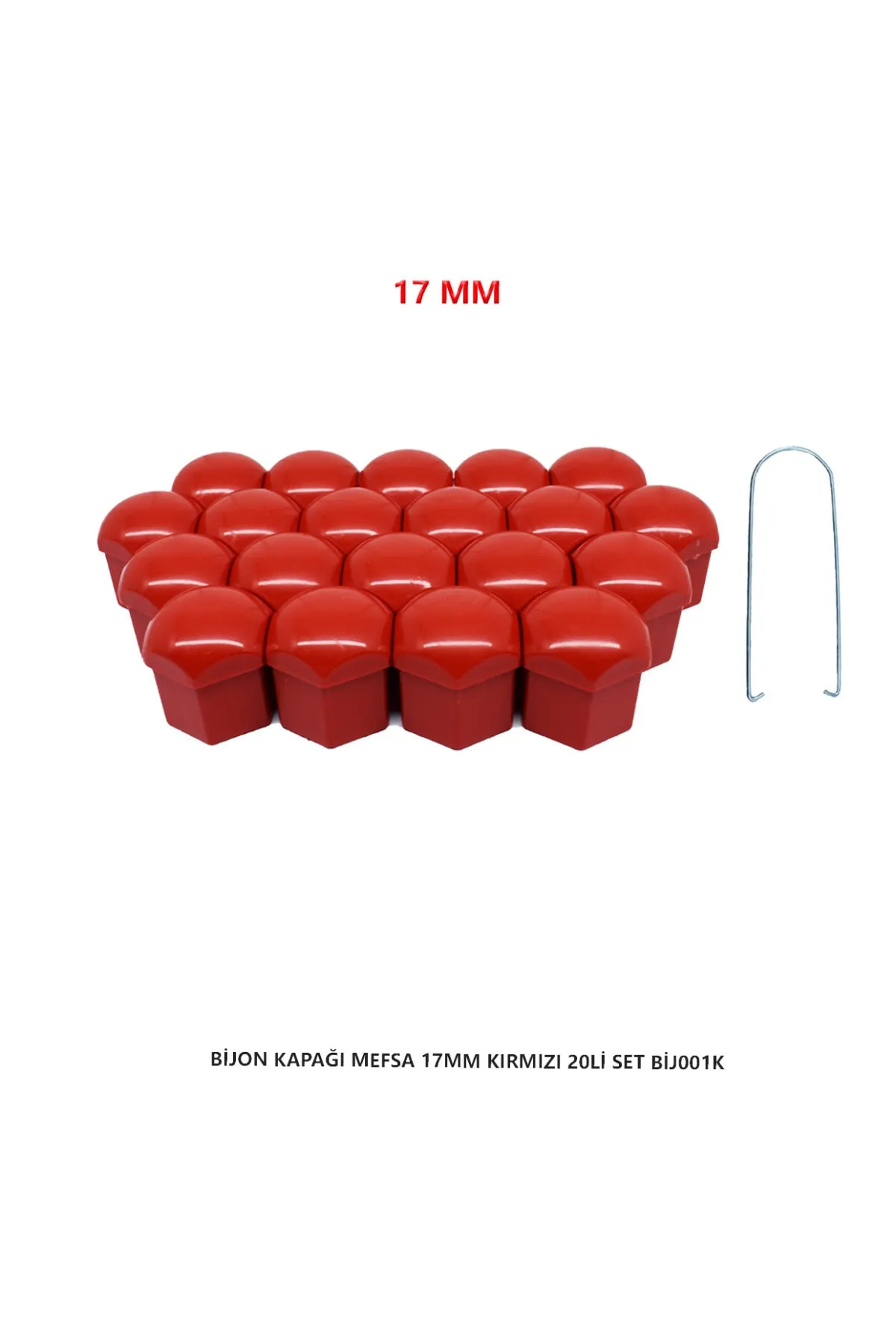 Bijon Kapağı Düz 17 Mm Kırmızı 20 Li Set