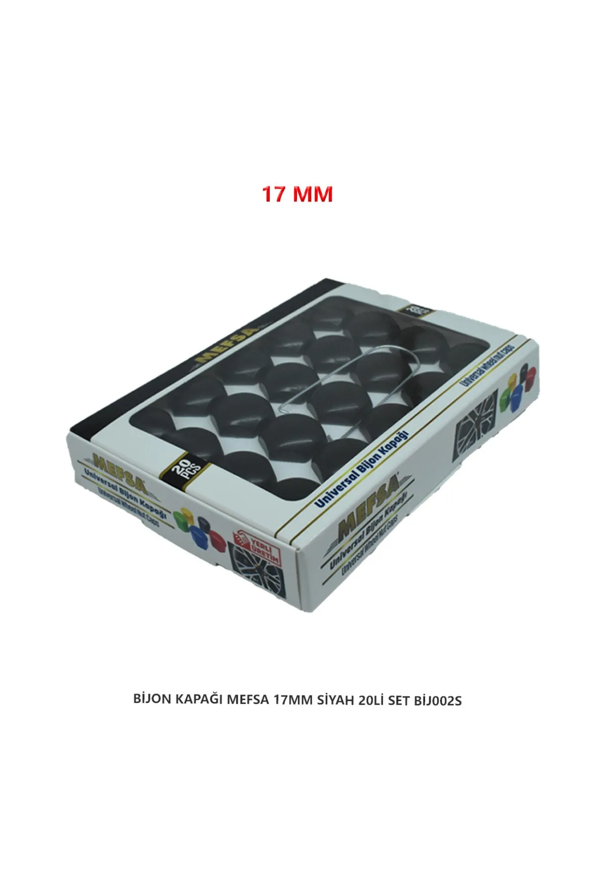 Bijon Kapağı Düz 17 Mm Siyah 20 Li Set