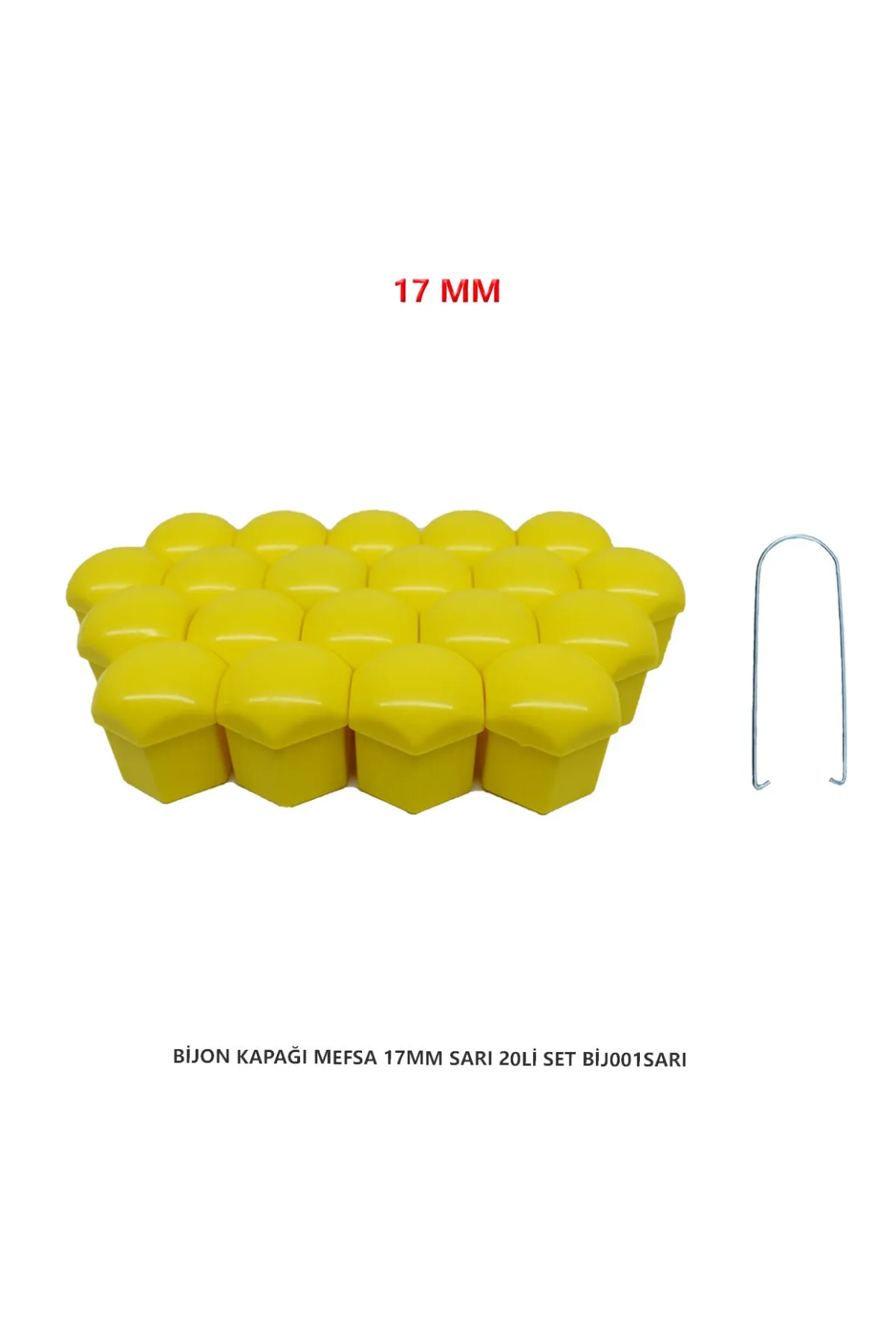 Bijon Kapağı Düz 17 Mm Sarı 20 Li Set