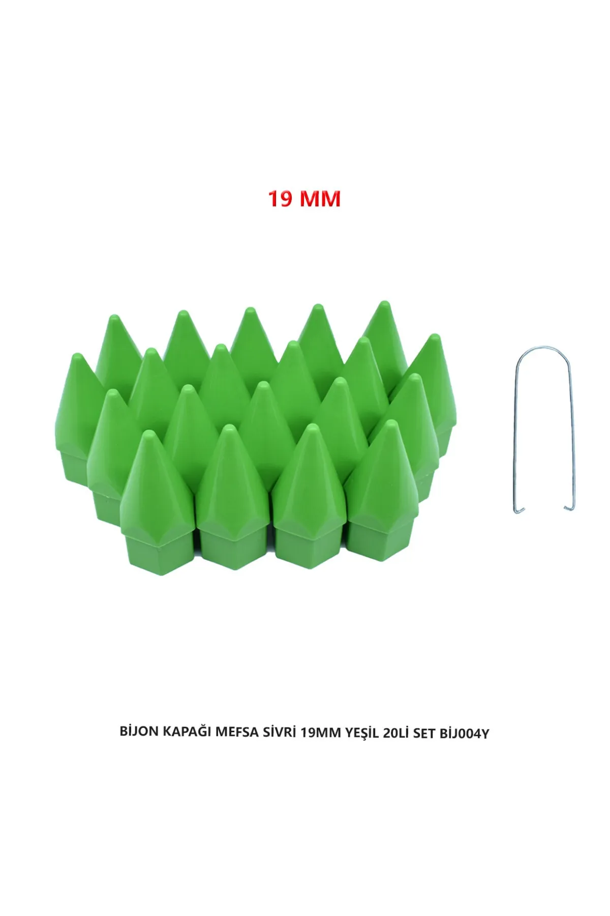 Bijon Kapağı Sivri 19 Mm Yeşil 20 Li Set