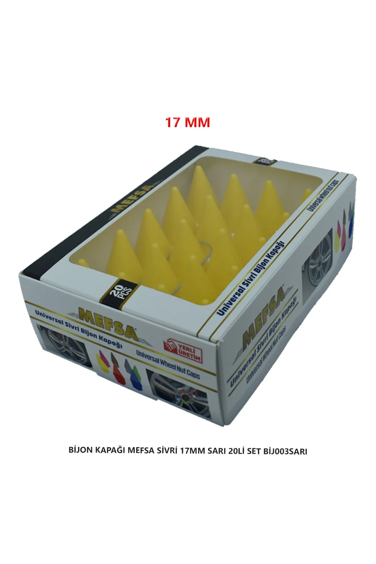 Bijon Kapağı Sivri 17 Mm Sarı 20 Li Set