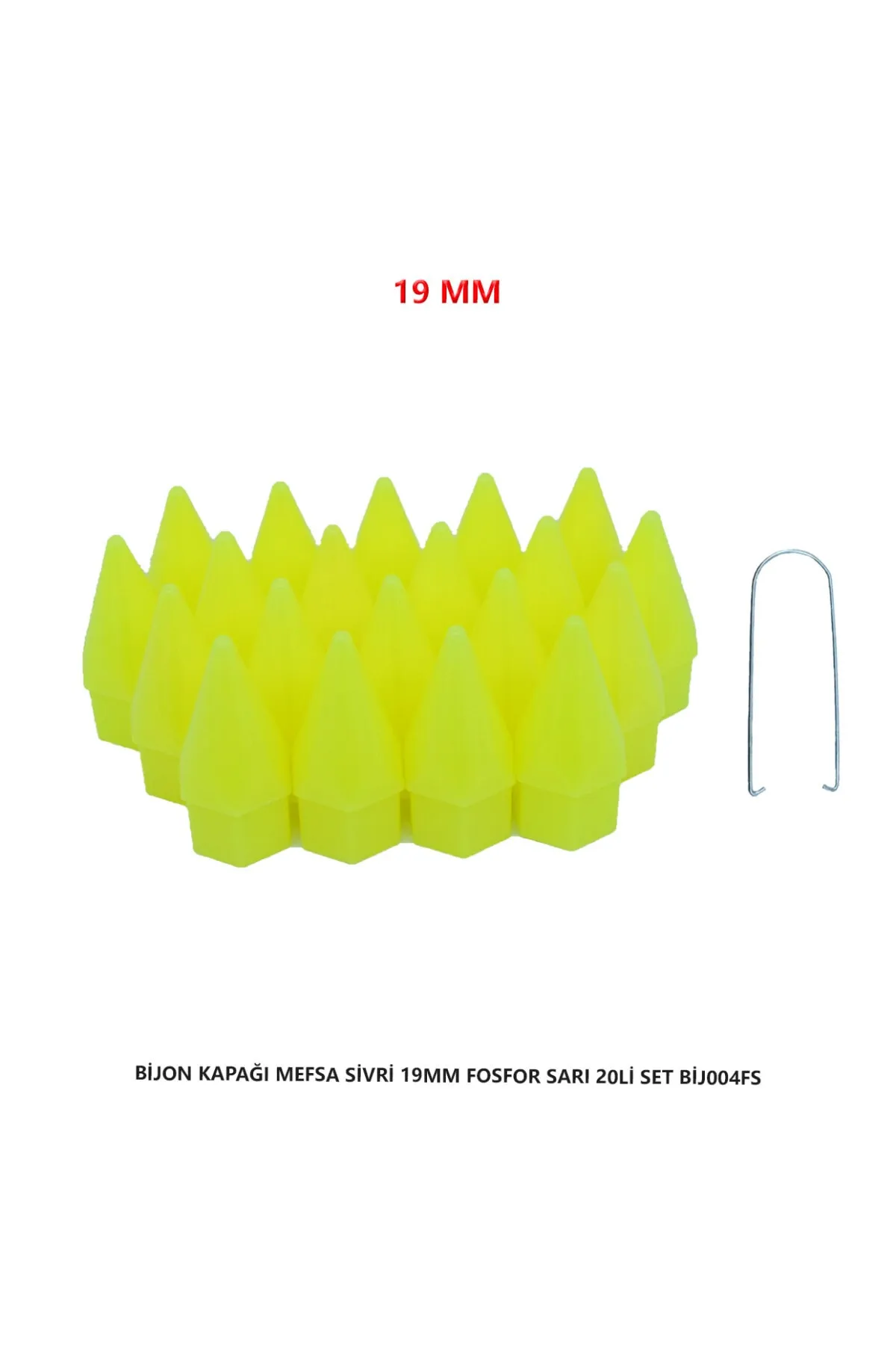 Bijon Kapağı Sivri 19 Mm Fosfor Sarı 20 Li Set