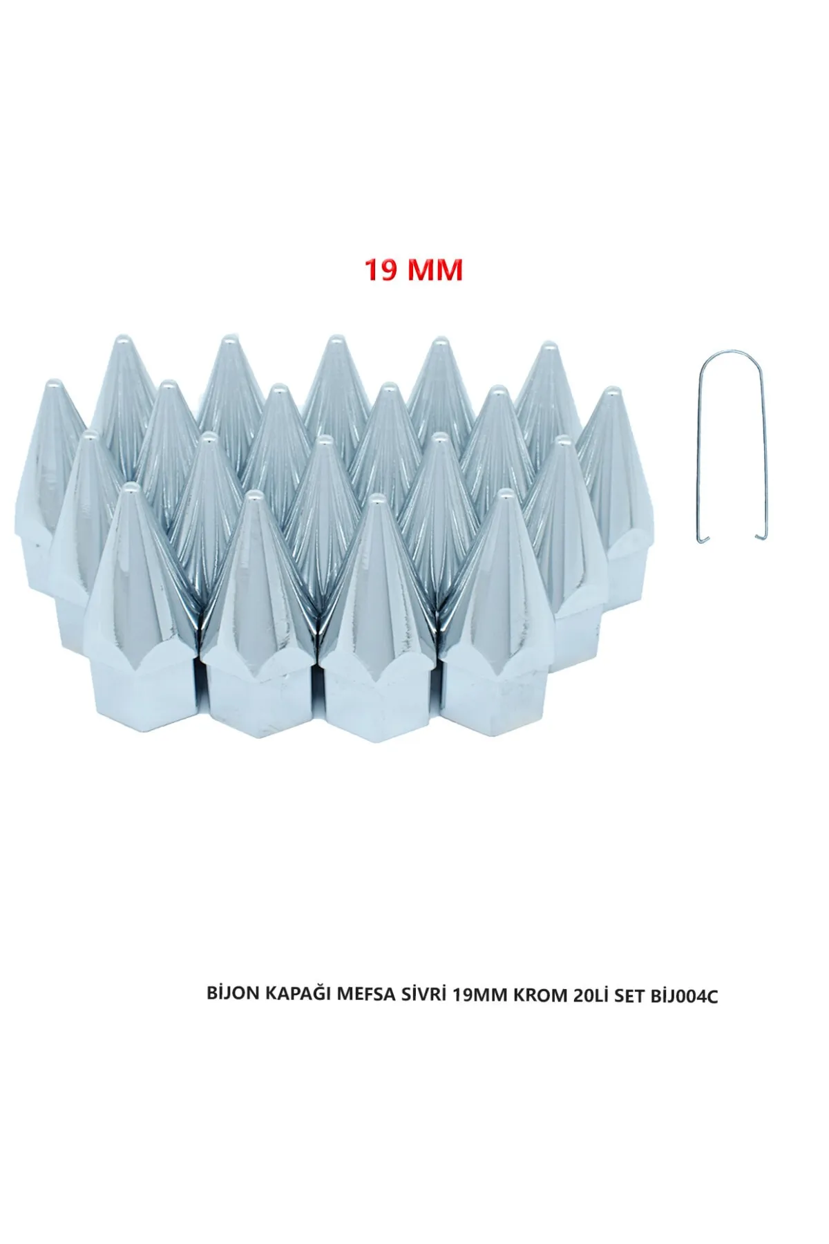 Bijon Kapağı Sivri 19 Mm Krom 20 Li Set