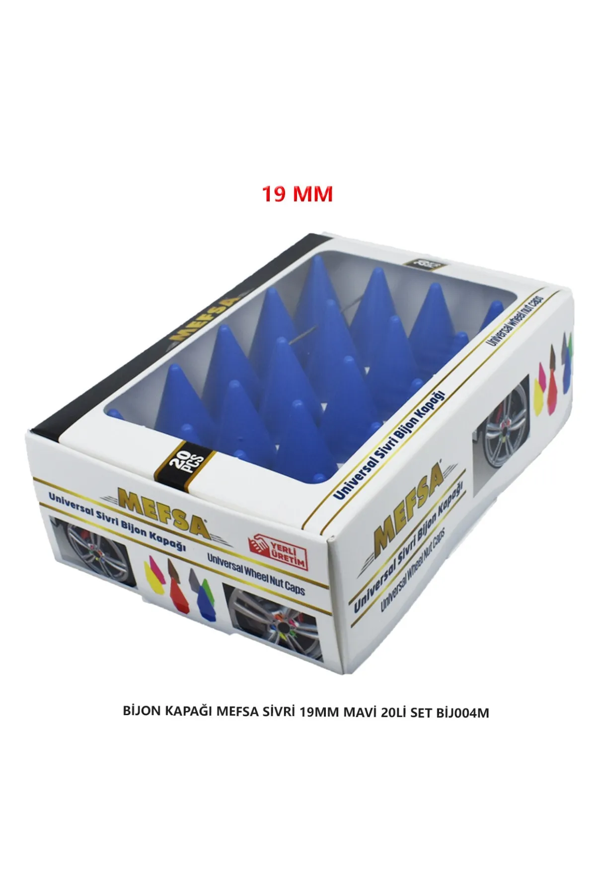 Bijon Kapağı Sivri 19 Mm Mavi 20 Li Set