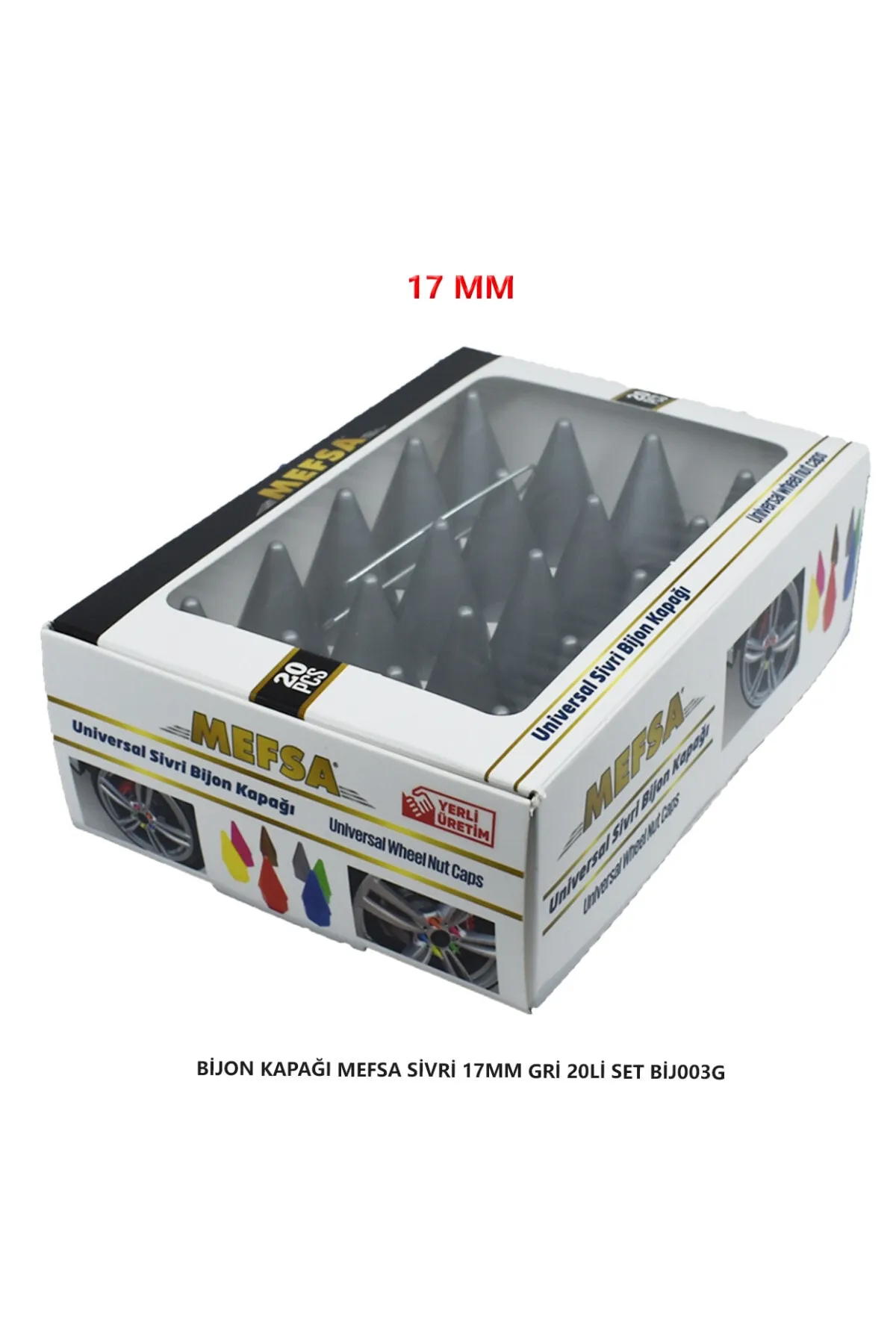 Bijon Kapağı Sivri 17 Mm Gri 20 Li Set
