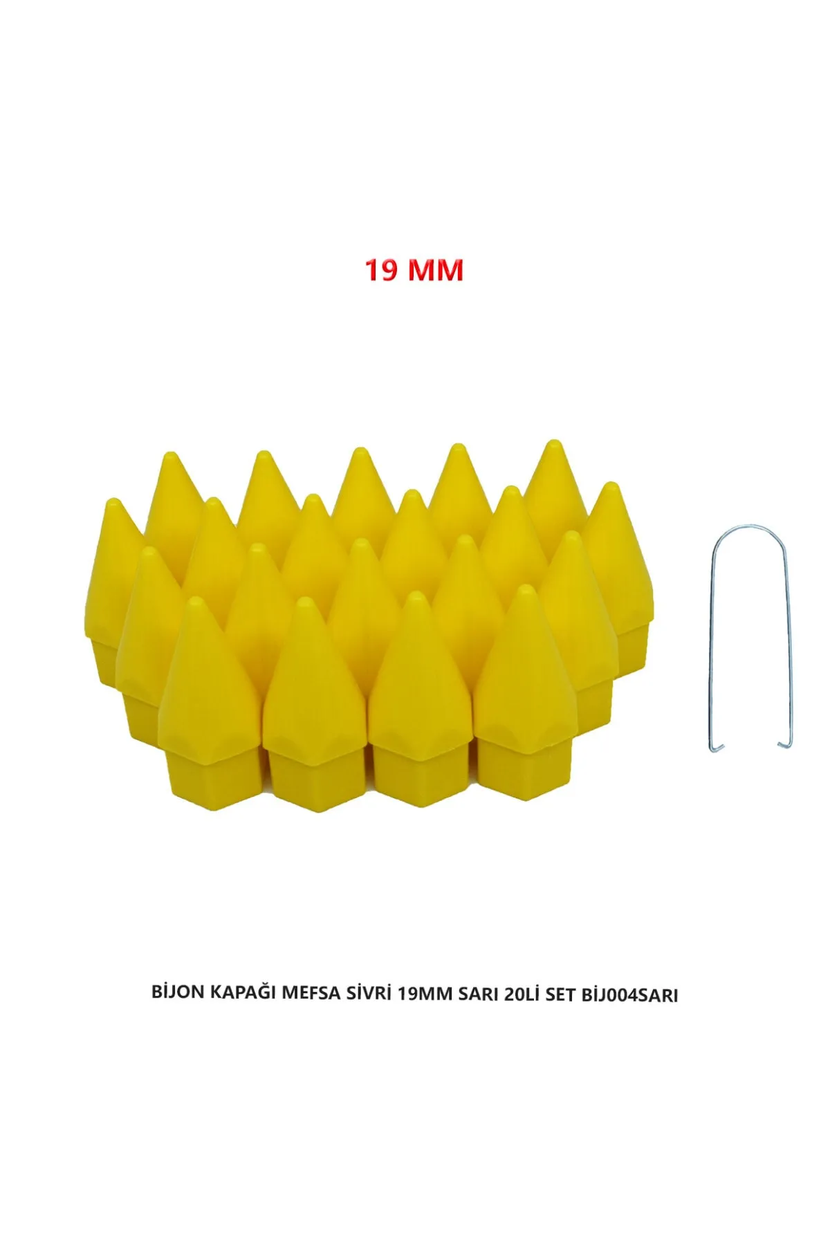 Bijon Kapağı Sivri 19 Mm Sarı 20 Li Set