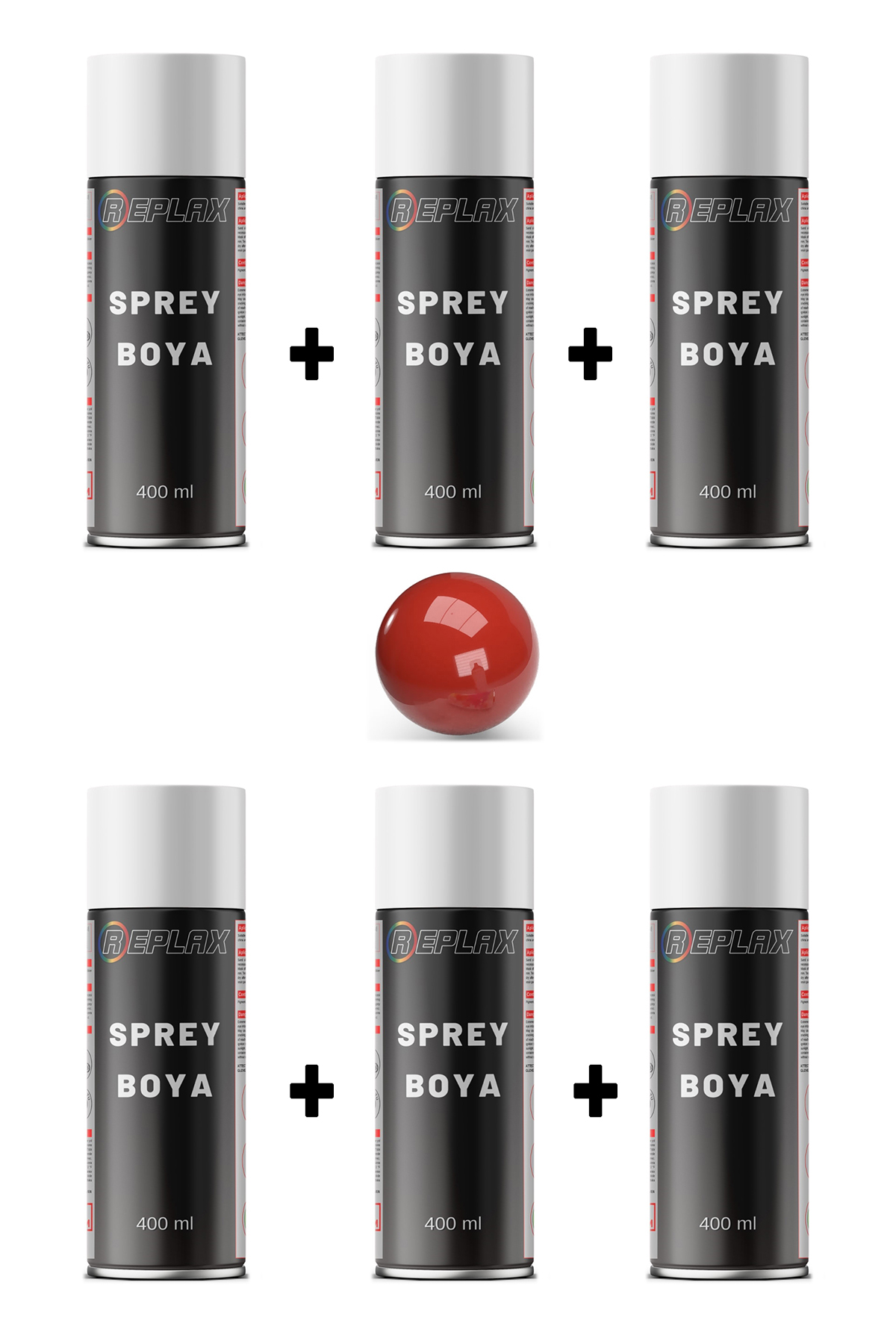6 Adet Ral 3000 Ateş Kırmızı Sprey Boya 400 ml