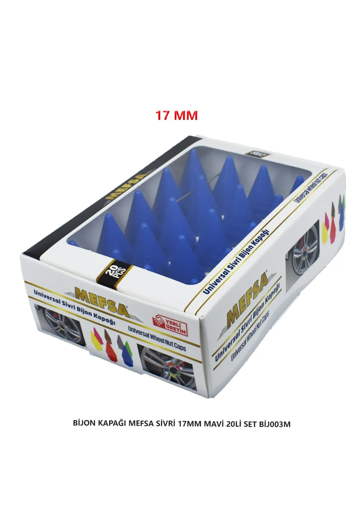 Bijon Kapağı Sivri 17 Mm Mavi 20 Li Set