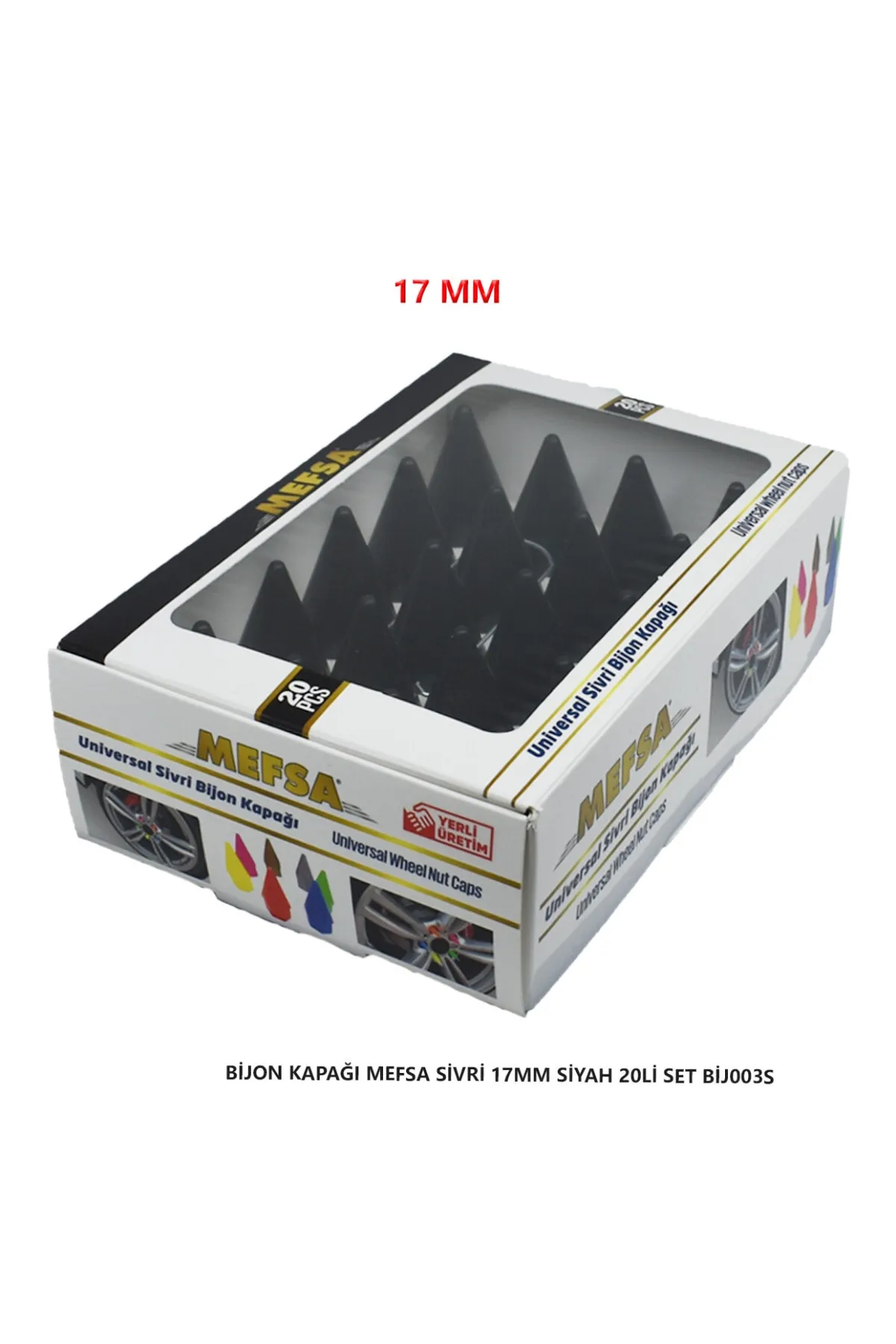 Bijon Kapağı Sivri 17 Mm Siyah 20 Li Set