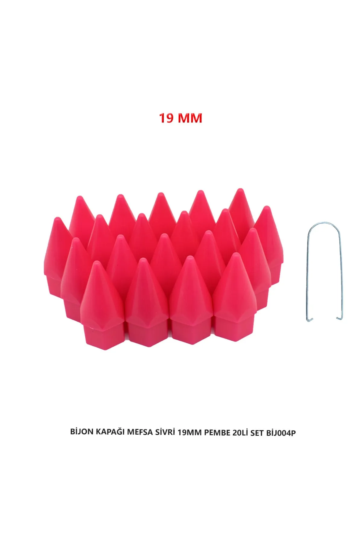 Bijon Kapağı Sivri 19 Mm Pembe 20 Li Set