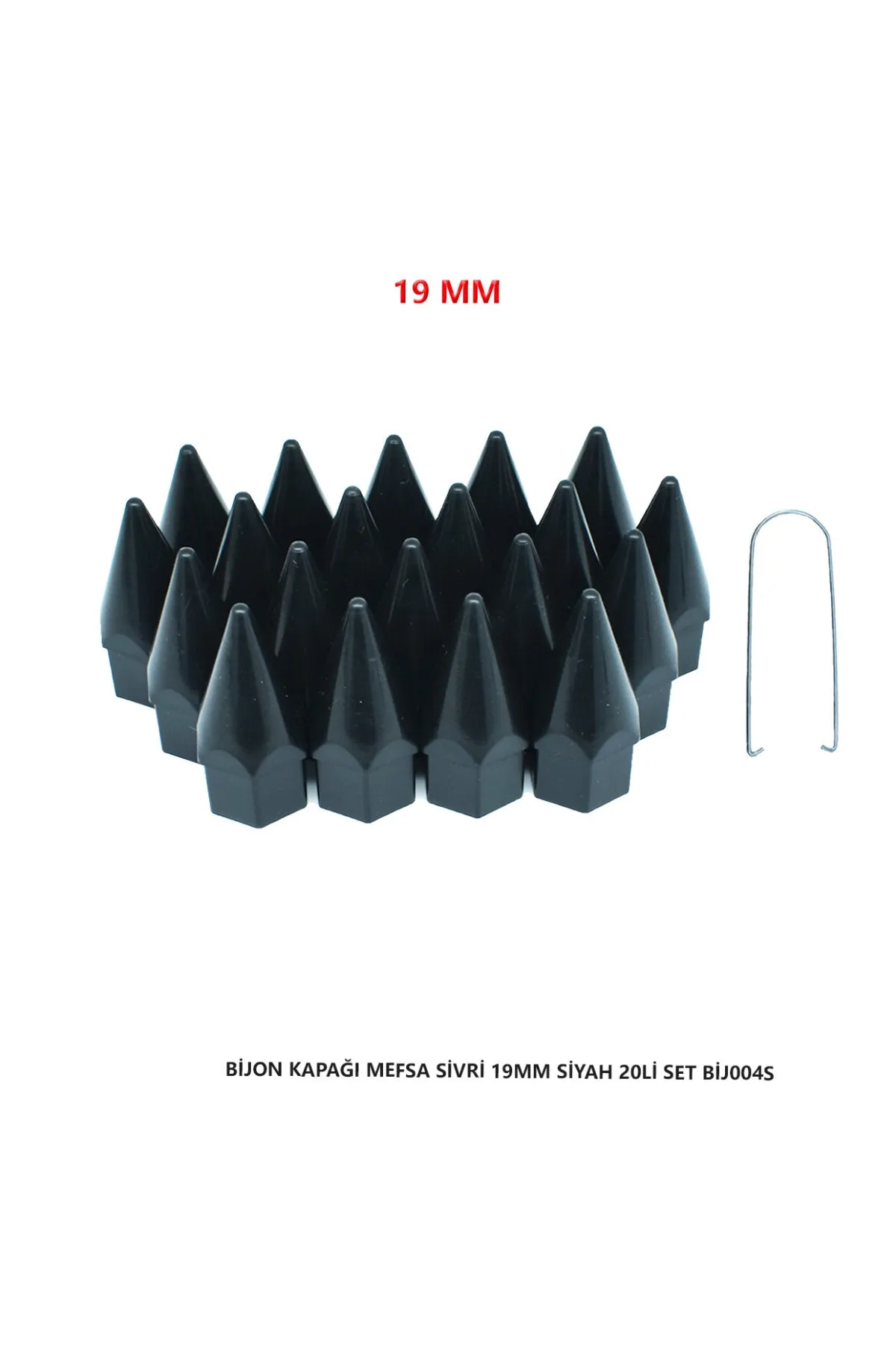 Bijon Kapağı Sivri 19 Mm Siyah 20 Li Set