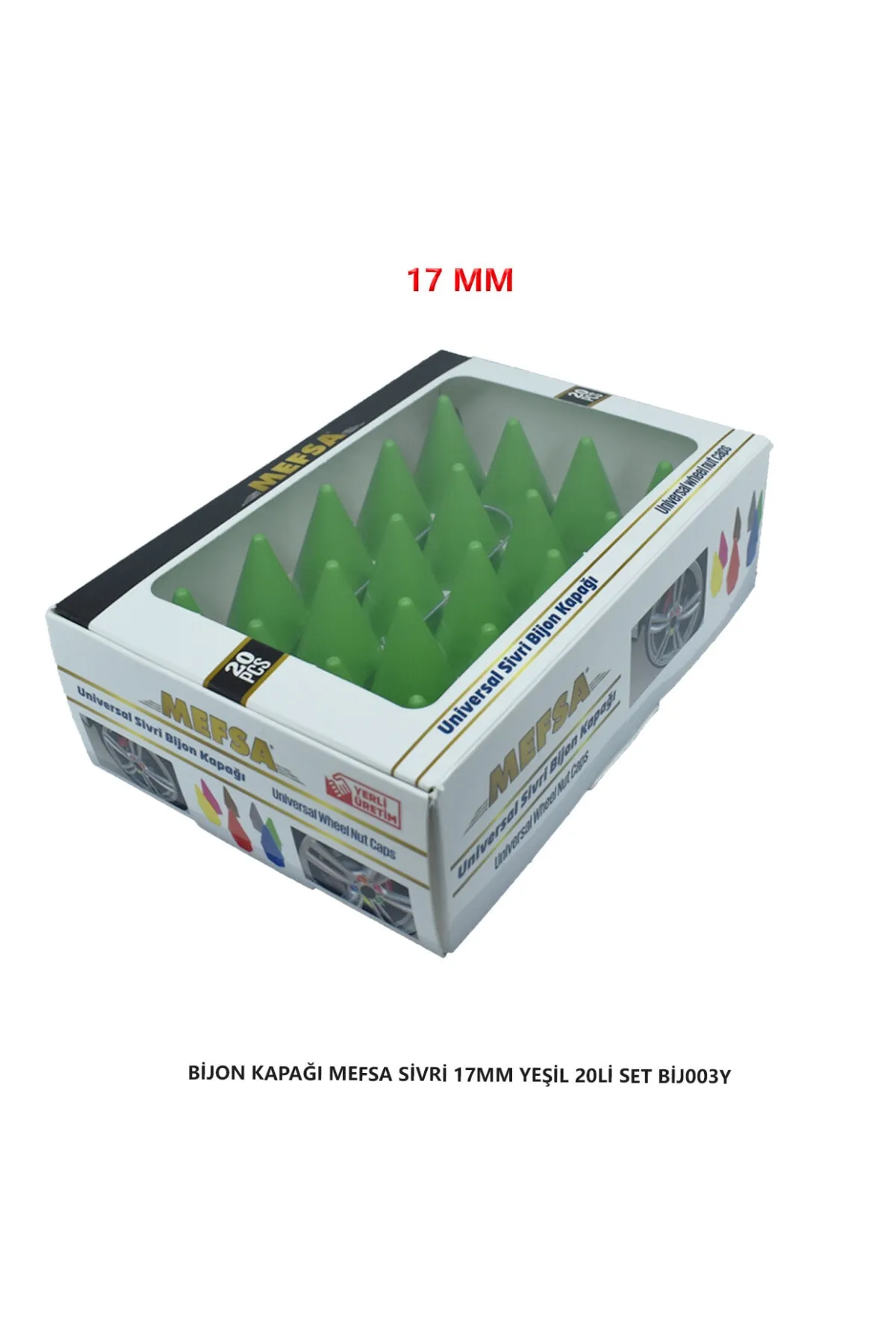 Bijon Kapağı Sivri 17 Mm Yeşil 20 Li Set