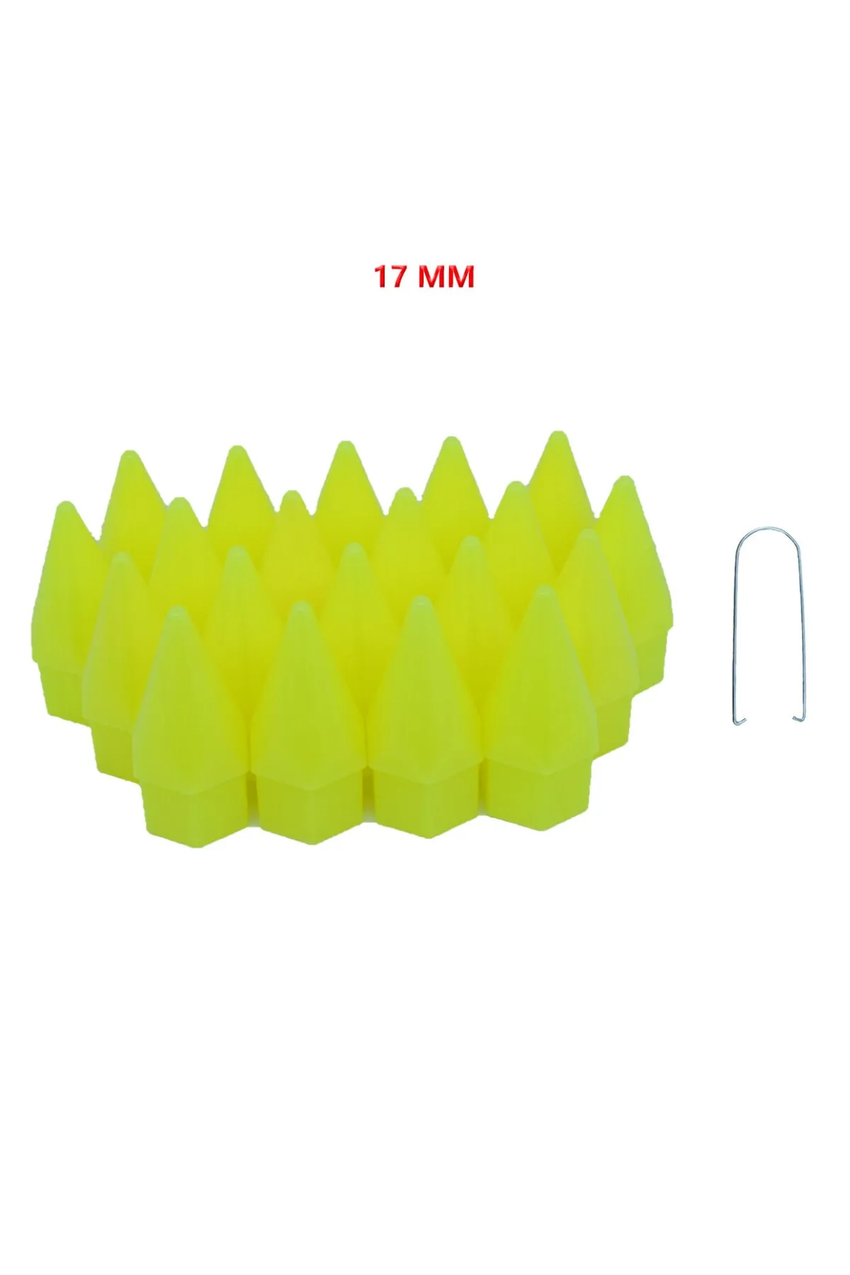 Bijon Kapağı Sivri 17 Mm Fosfor Sarı 20 Li Set