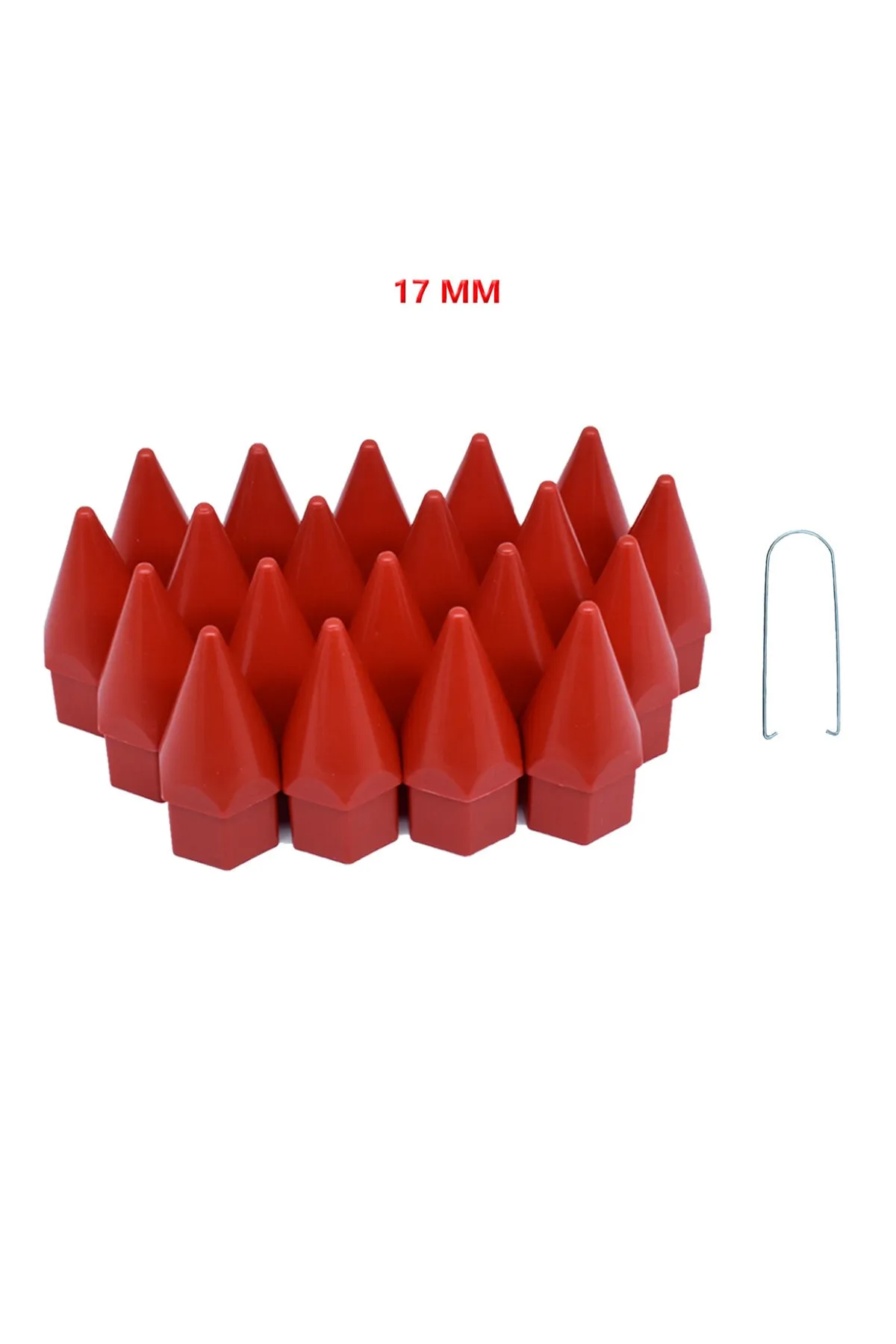 Bijon Kapağı Sivri 17 Mm Kırmızı 20 Li Set