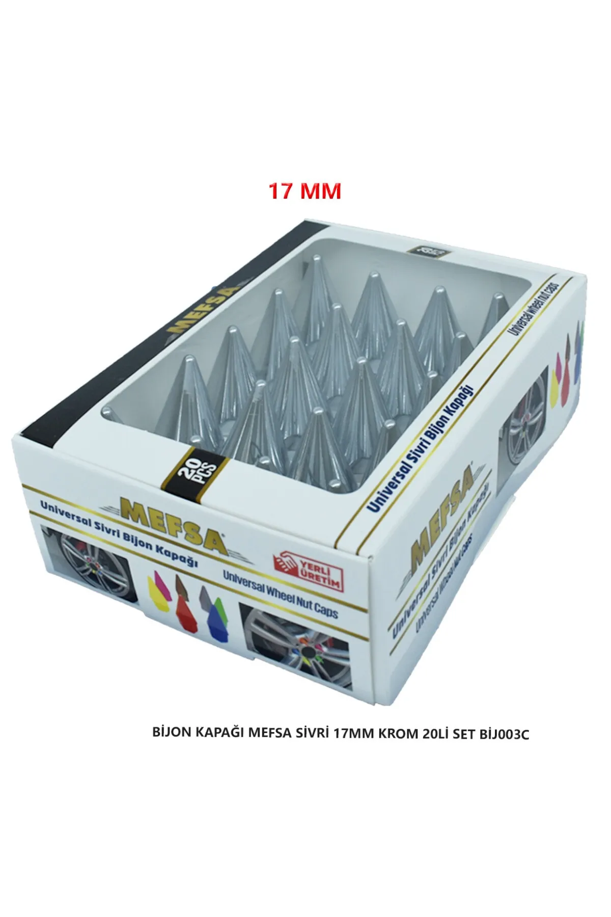Bijon Kapağı Sivri 17 Mm Krom 20 Li Set