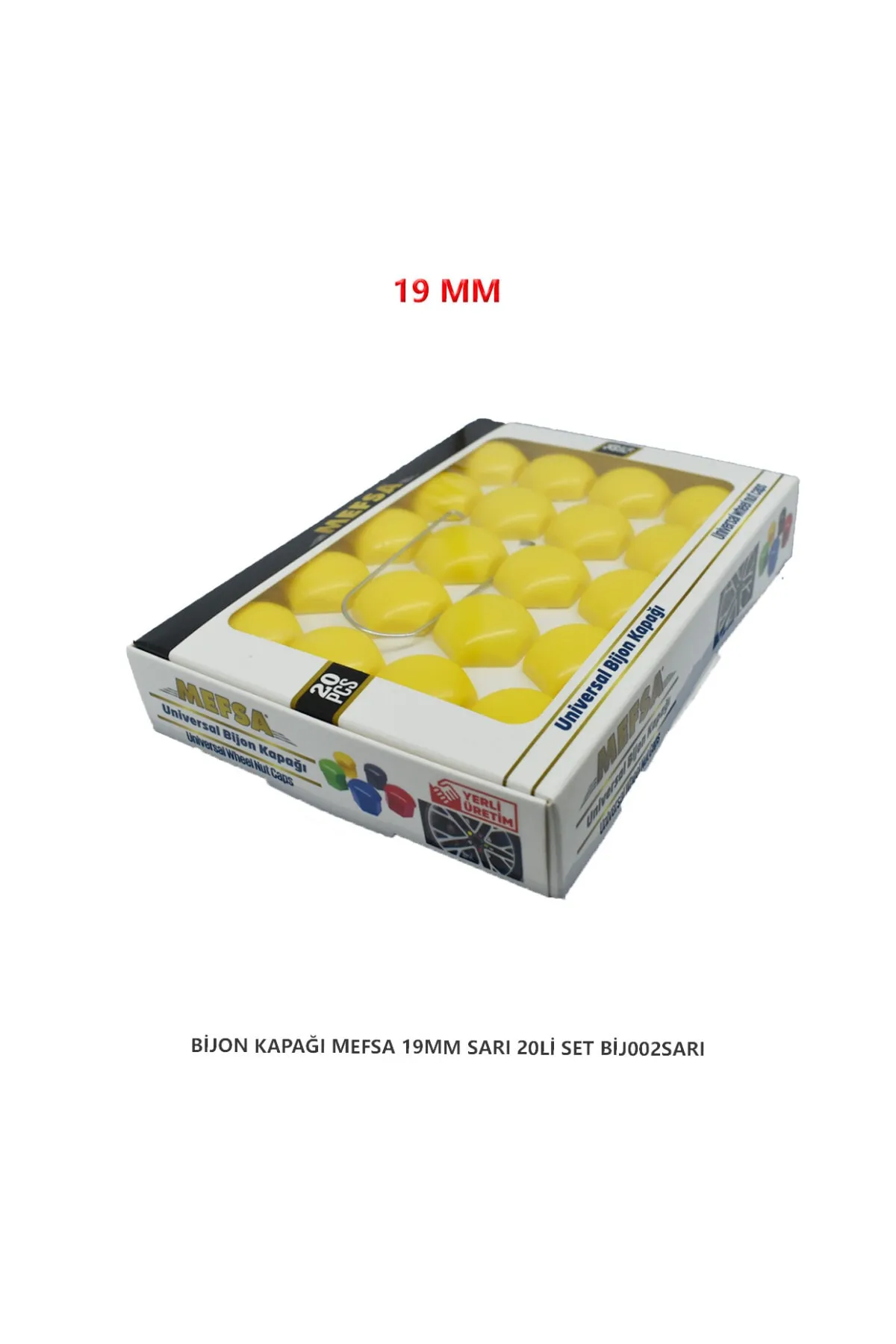 Bijon Kapağı Düz 19 Mm Fosfor Sarı 20 Li Set