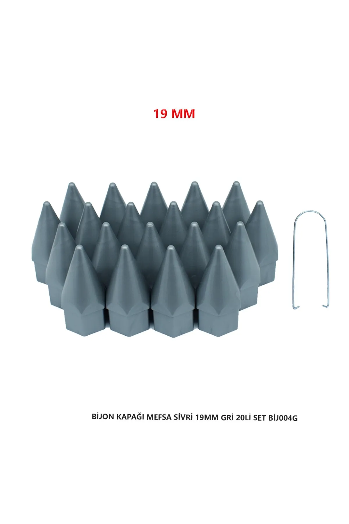Bijon Kapağı Sivri 19 Mm Gri 20 Li Set