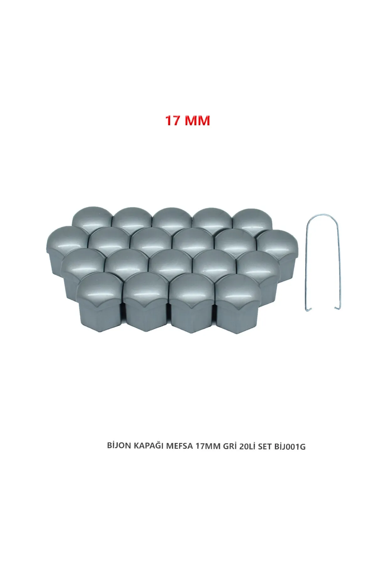 Bijon Kapağı Düz 17 Mm Gri 20 Li Set