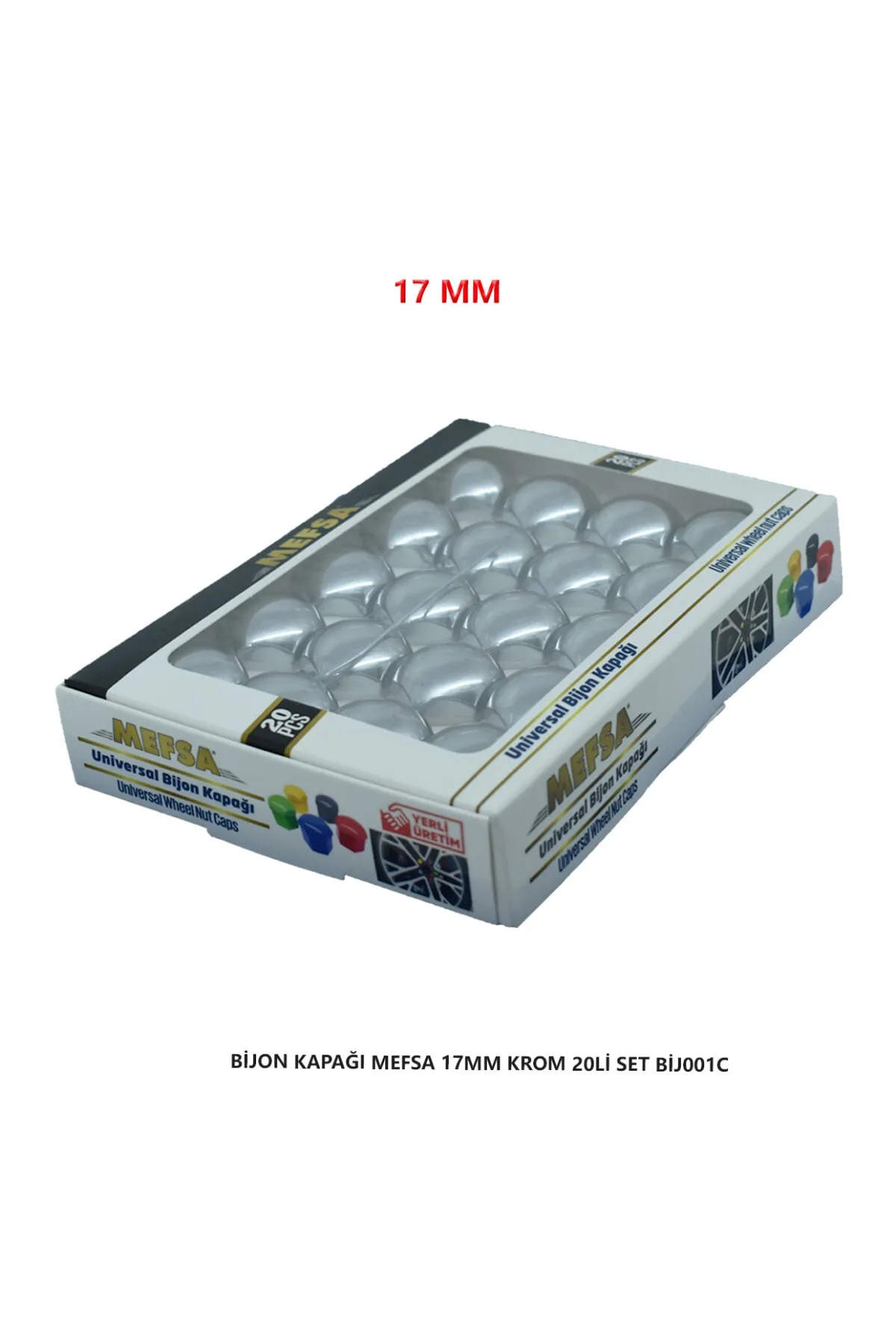Bijon Kapağı Düz 17 Mm Krom 20 Li Set