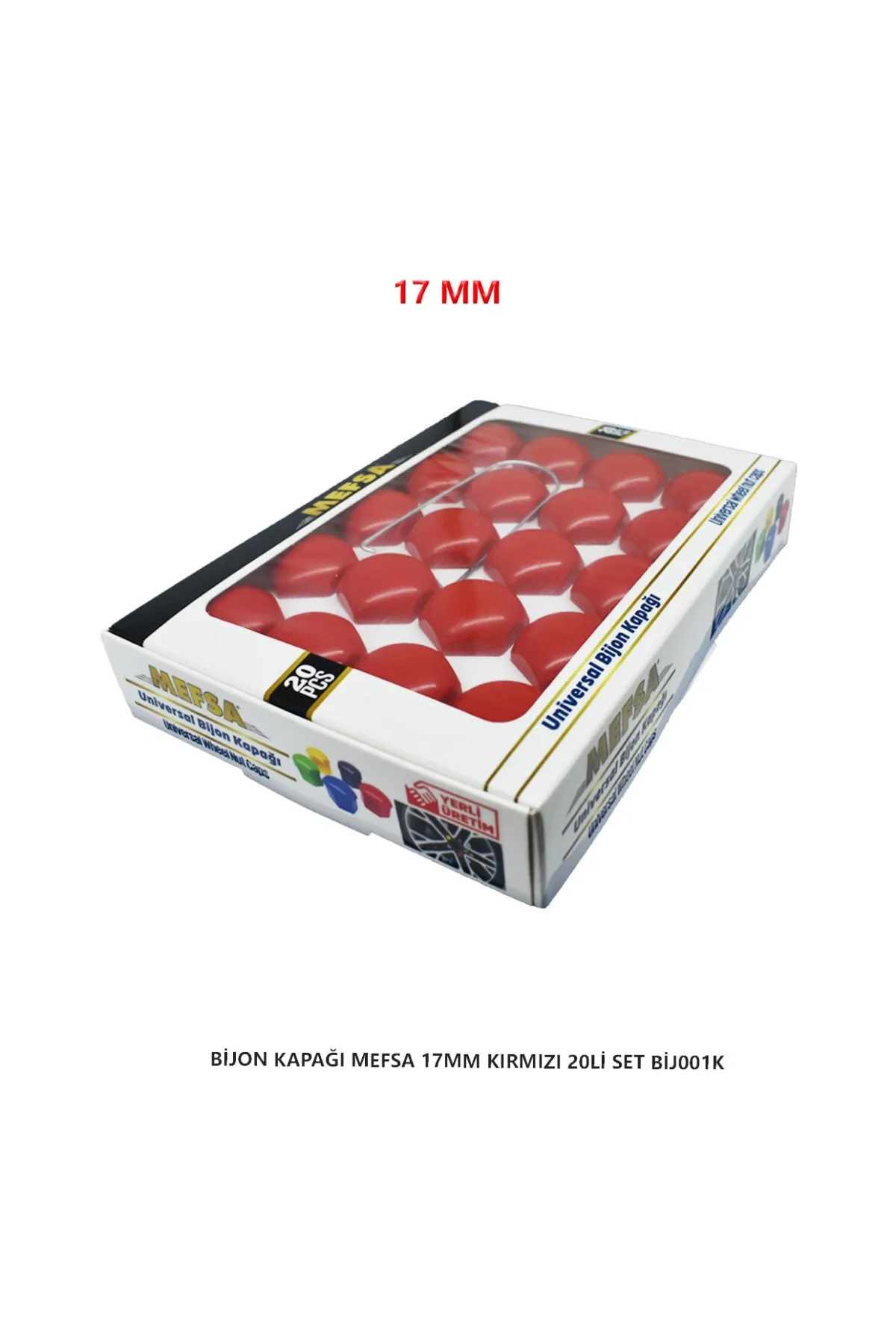 Bijon Kapağı Düz 17 Mm Kırmızı 20 Li Set