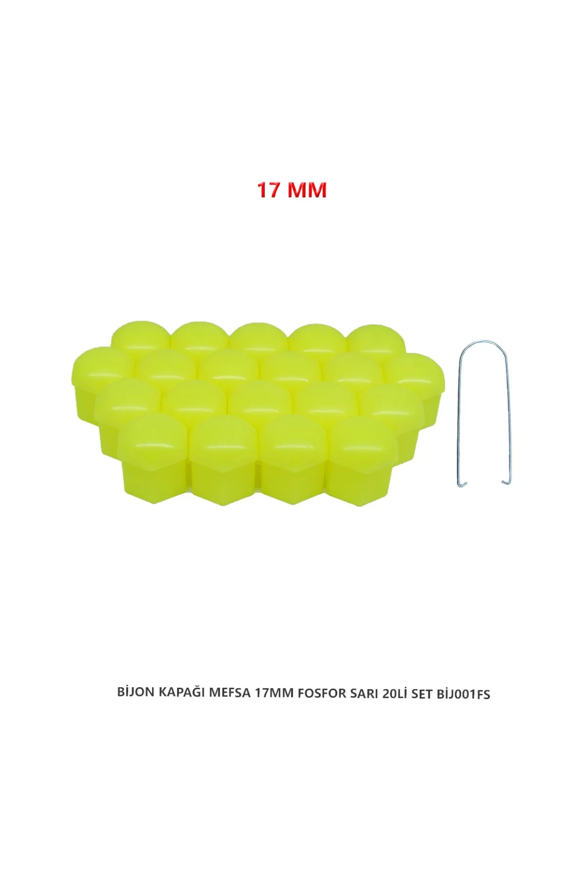 Bijon Kapağı Düz 17 Mm Fosfor Sarı 20 Li Set