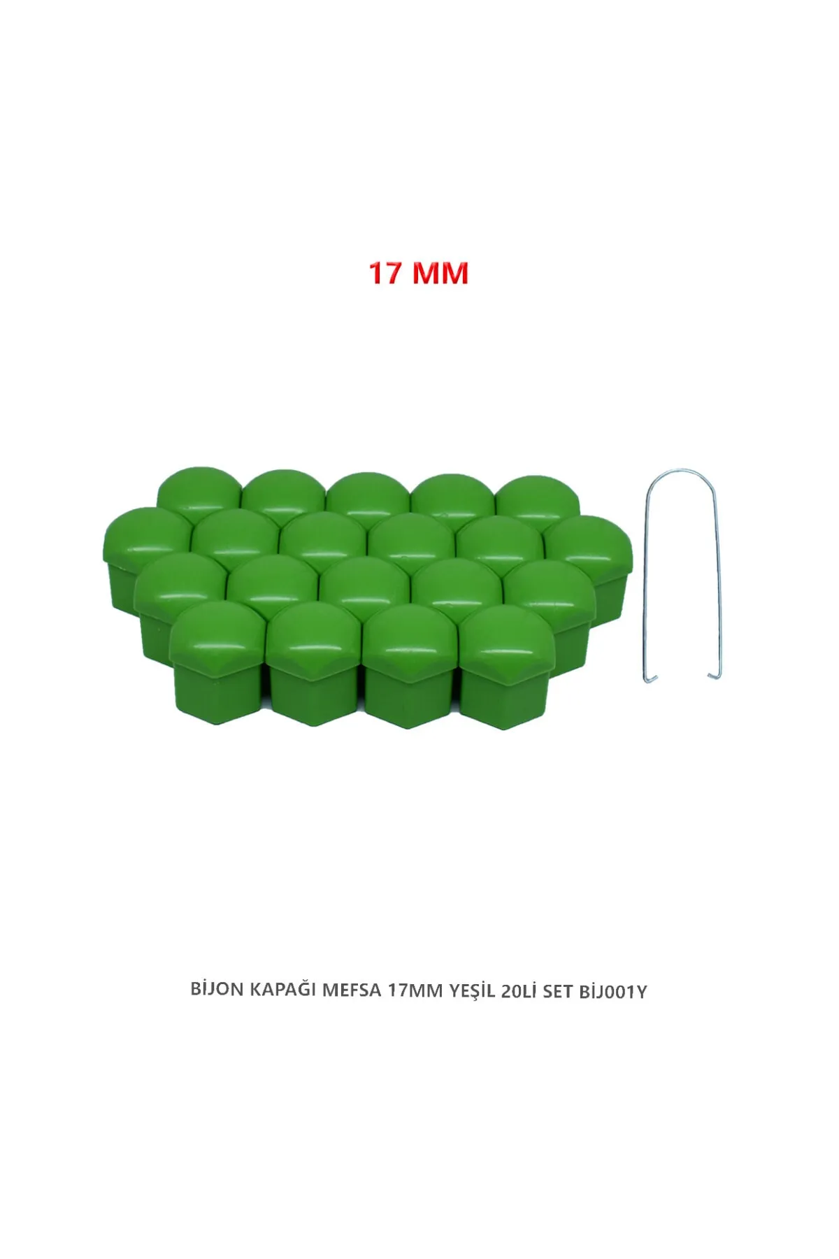 Bijon Kapağı Düz 17 Mm Yeşil 20 Li Set