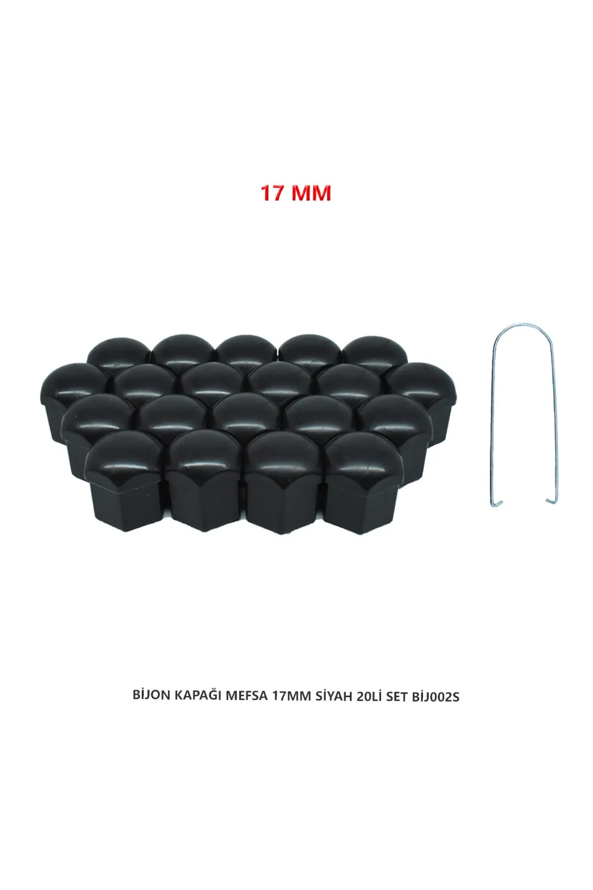 Bijon Kapağı Düz 17 Mm Siyah 20 Li Set