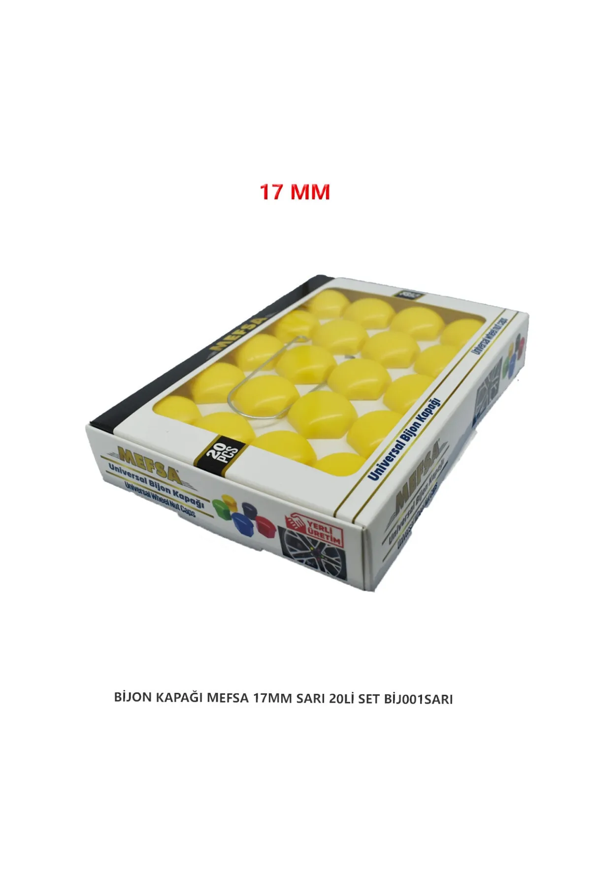 Bijon Kapağı Düz 17 Mm Sarı 20 Li Set