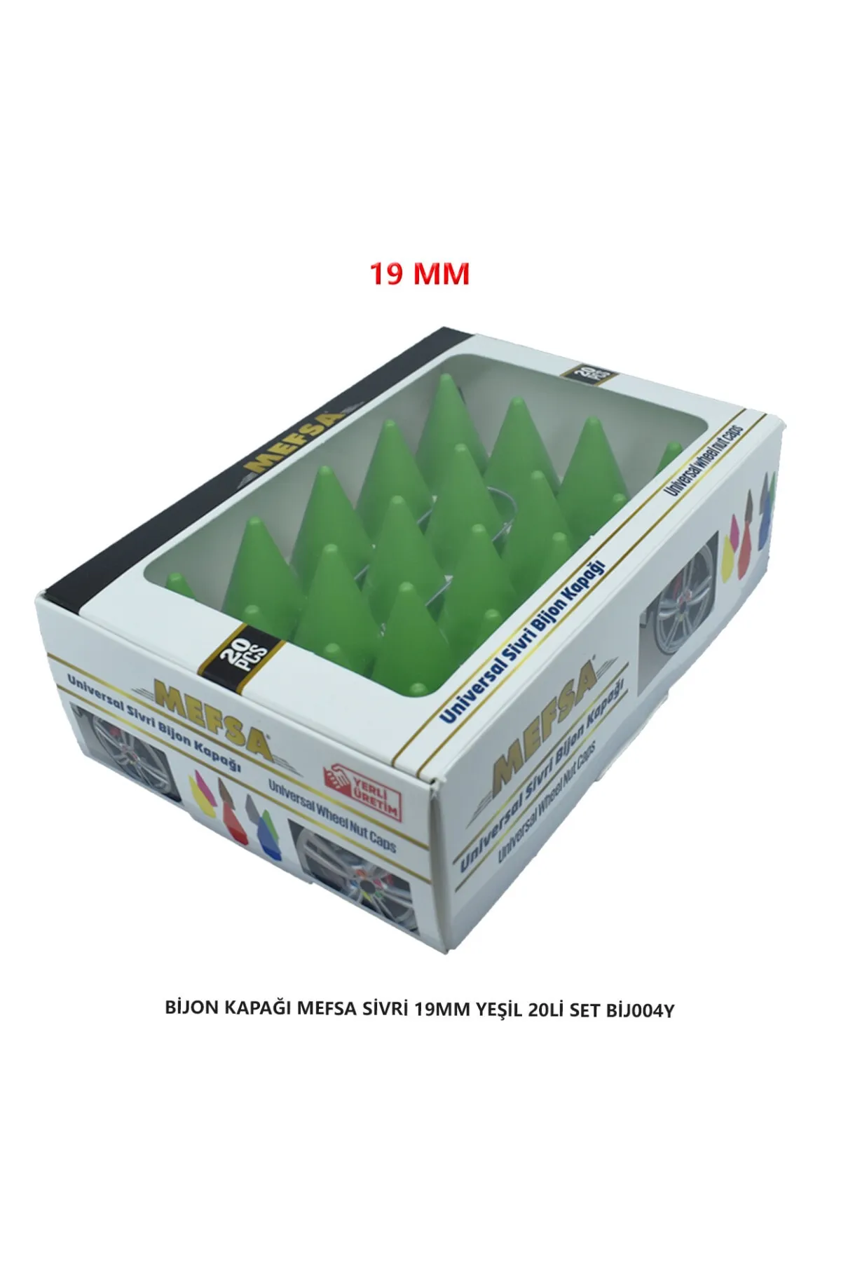 Bijon Kapağı Sivri 19 Mm Yeşil 20 Li Set