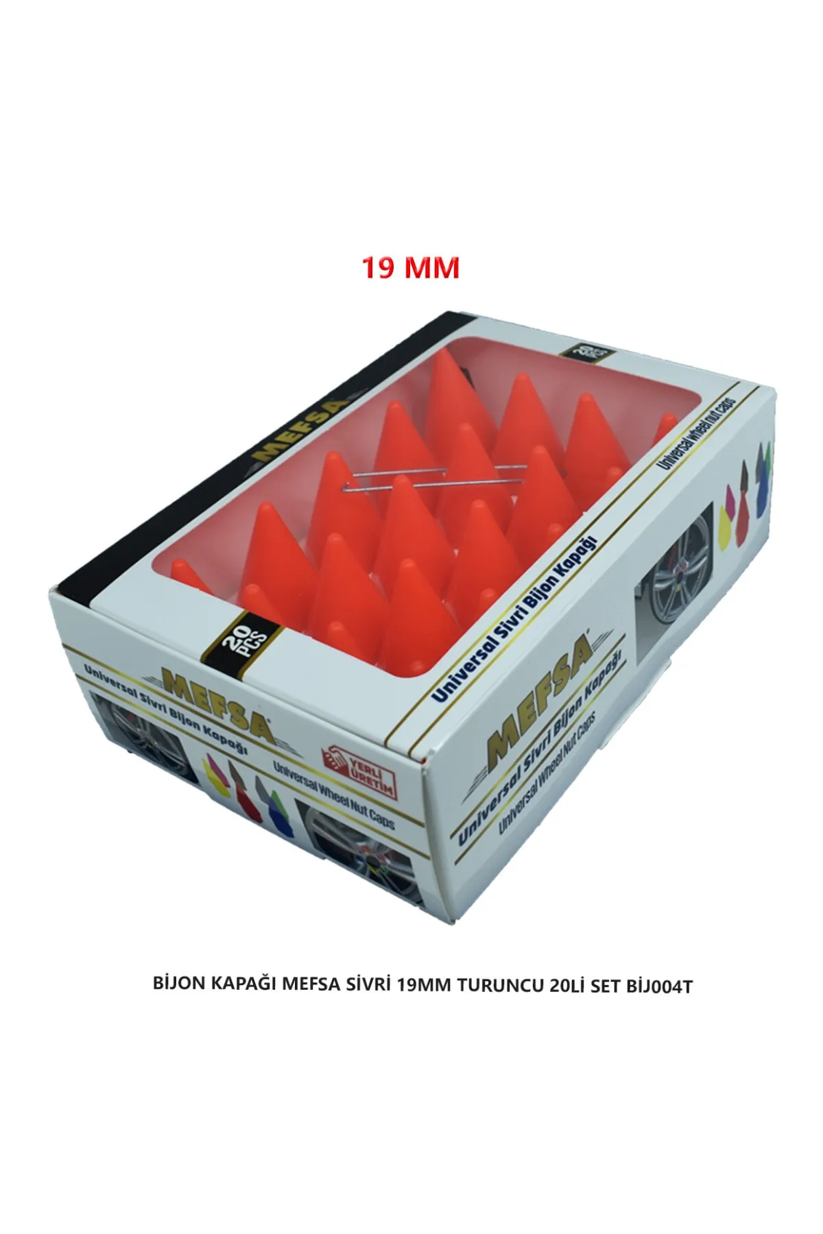 Bijon Kapağı Sivri 19 Mm Turuncu 20 Li Set
