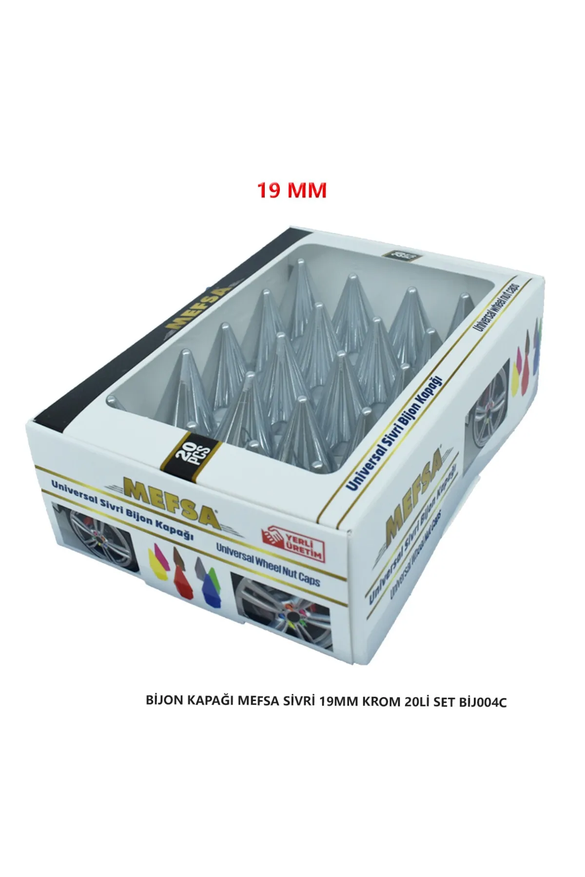 Bijon Kapağı Sivri 19 Mm Krom 20 Li Set